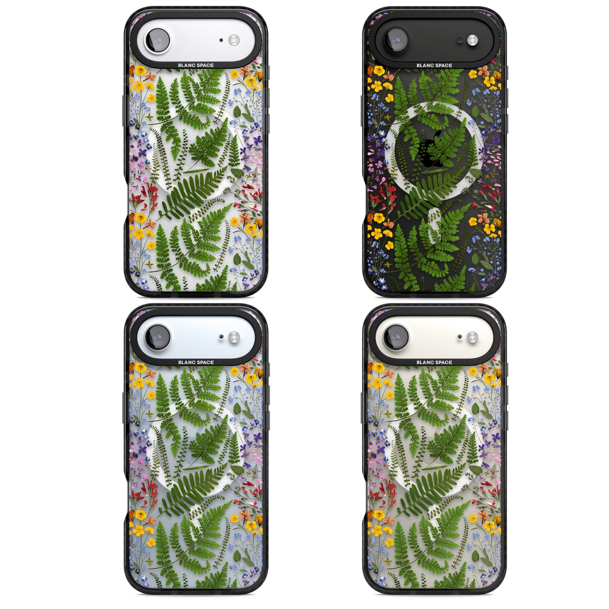 Botanical Fern & Floral iPhone 17 Air Impact Pro Black Phone Case APT Impact Protection