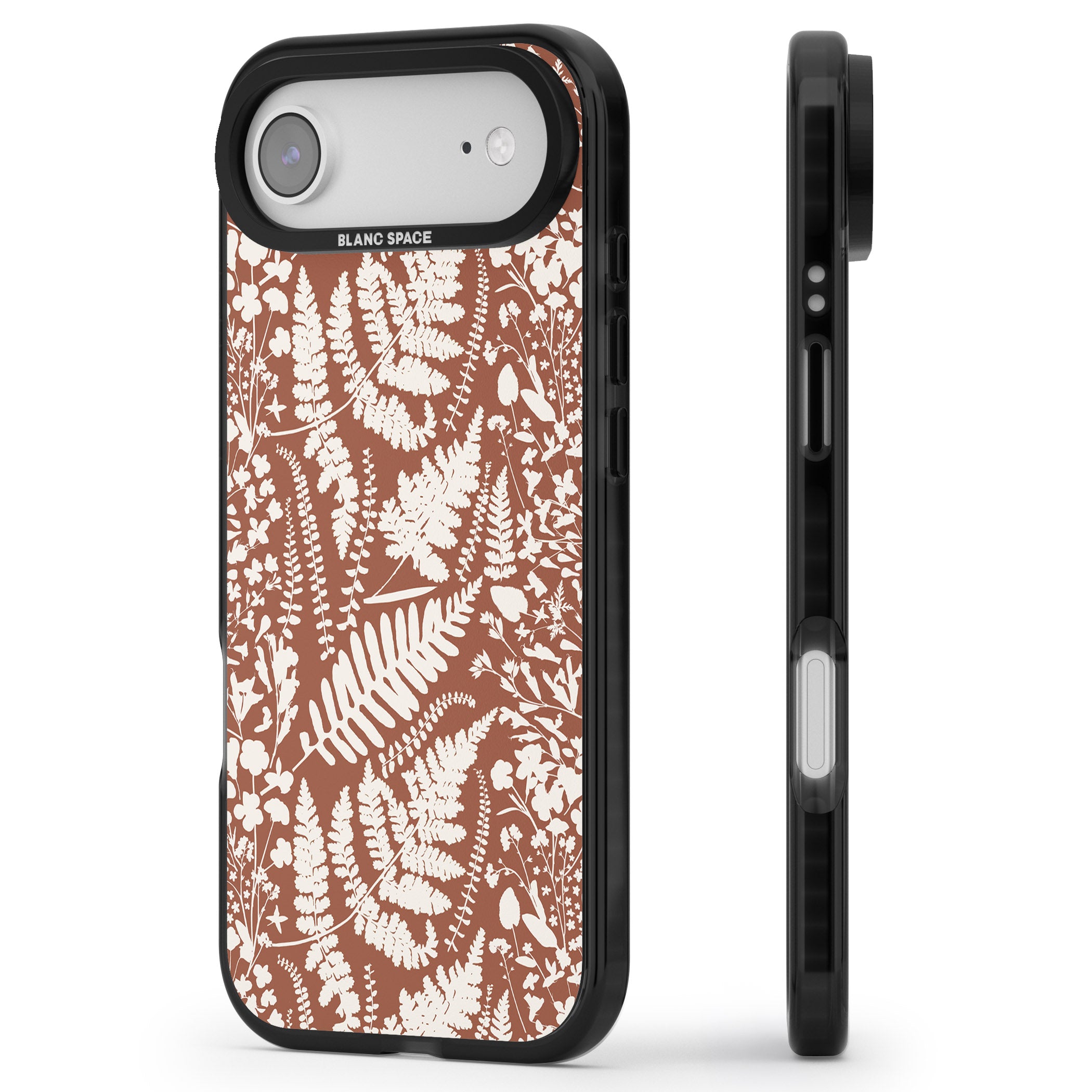 Wildflowers And Ferns On Terracotta iPhone 17 Air Impact Pro Black Phone Case Side Profile