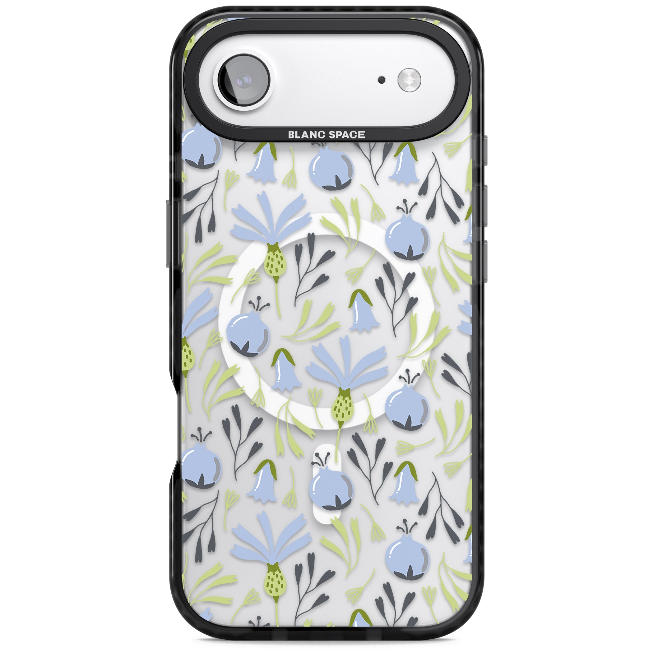 Blue Flora Bloom iPhone 17 Air Impact Pro Black Phone Case