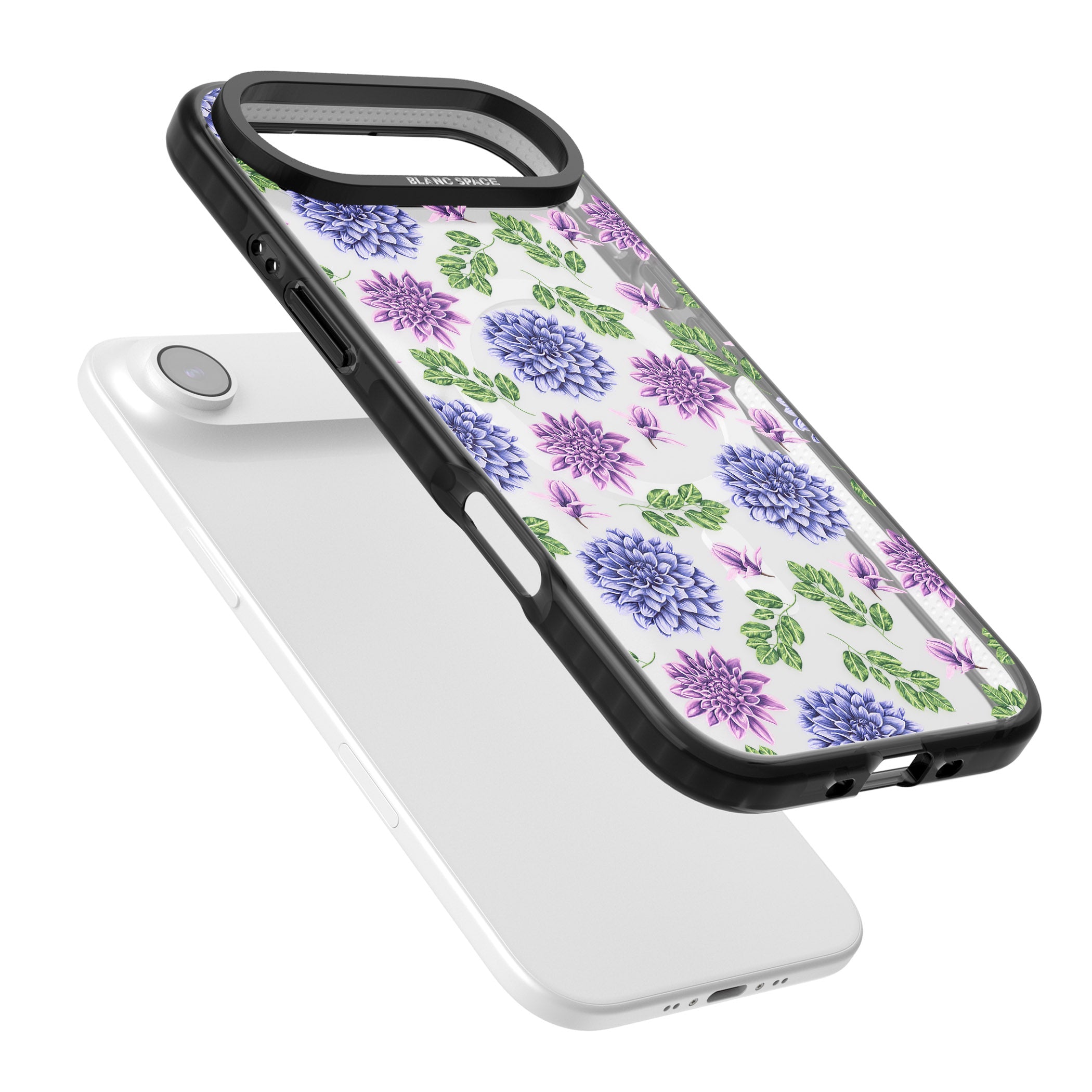 Purple Dahlias Floral iPhone 17 Air Impact Pro Black Phone Case Colours