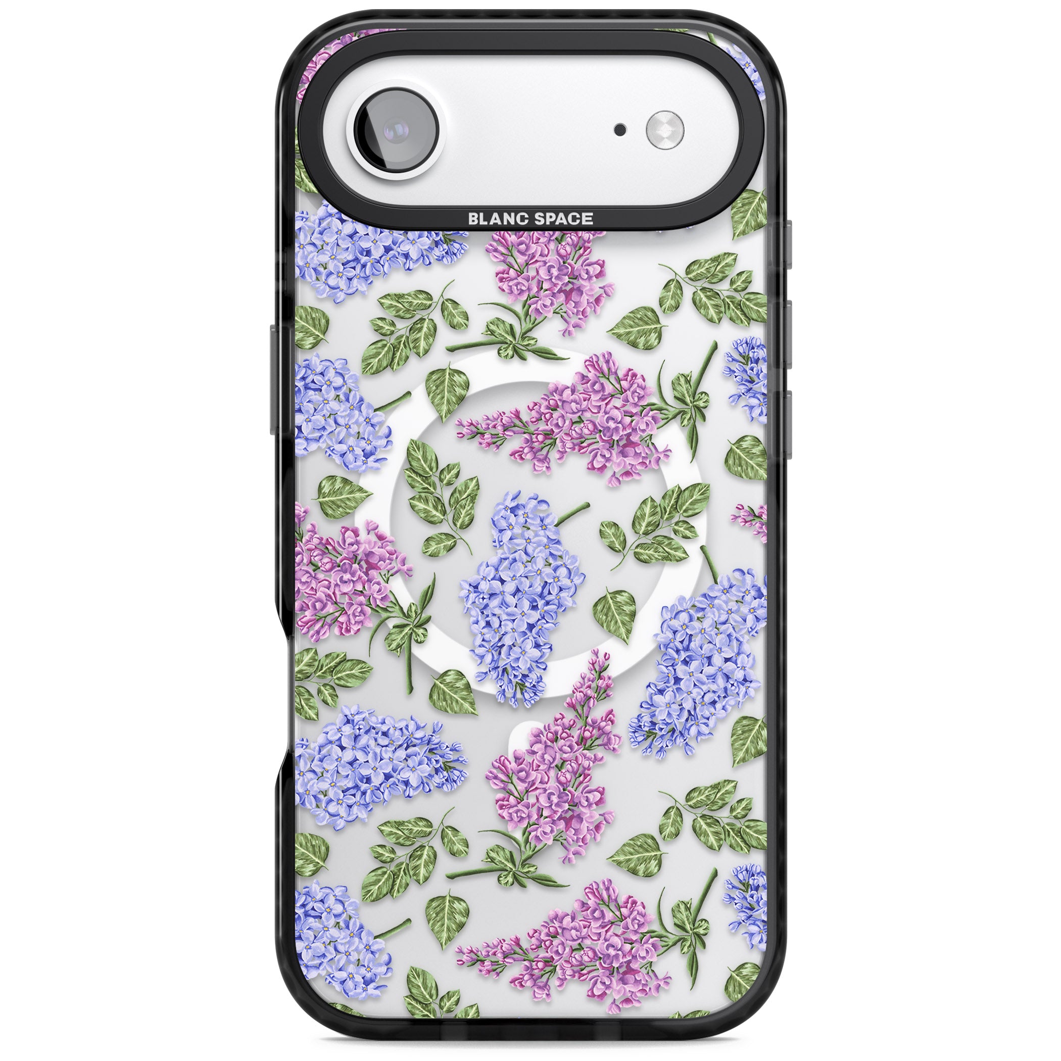 Purple Blossoms Transparent Floral iPhone 17 Air Impact Pro Black Phone Case