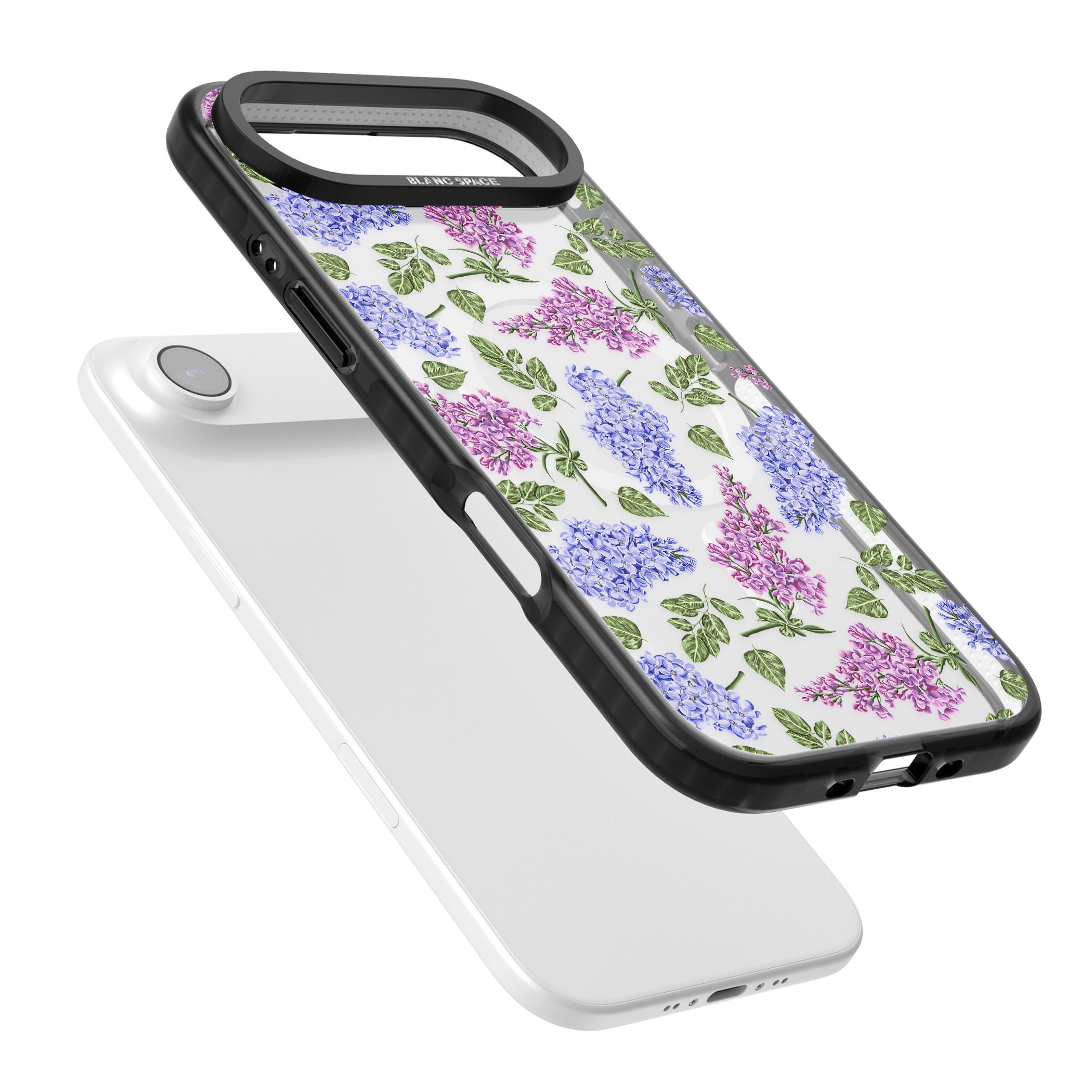 Purple Blossoms Transparent Floral iPhone 17 Air Impact Pro Black Phone Case Colours