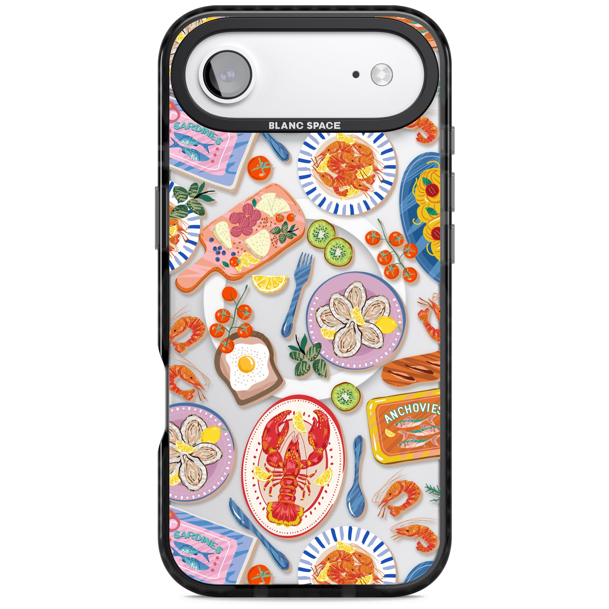 Seafood Pattern iPhone 17 Air Impact Pro Black Phone Case