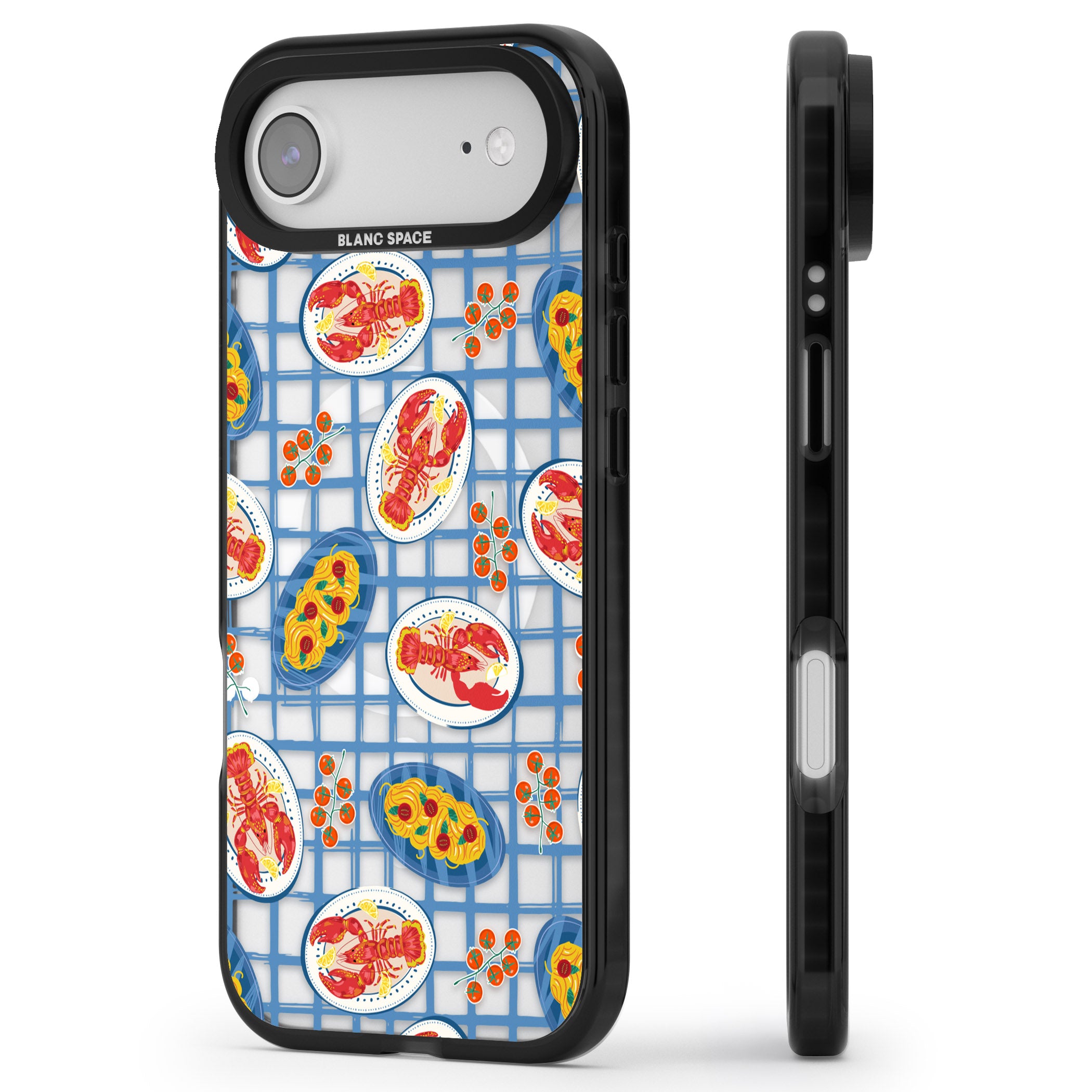 Lobster & Pasta Picnic iPhone 17 Air Impact Pro Black Phone Case Side Profile