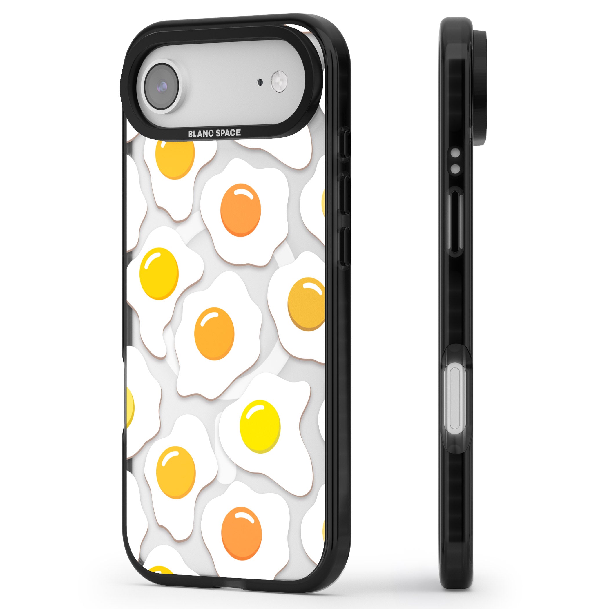 Fried Egg Pattern iPhone 17 Air Impact Pro Black Phone Case Side Profile