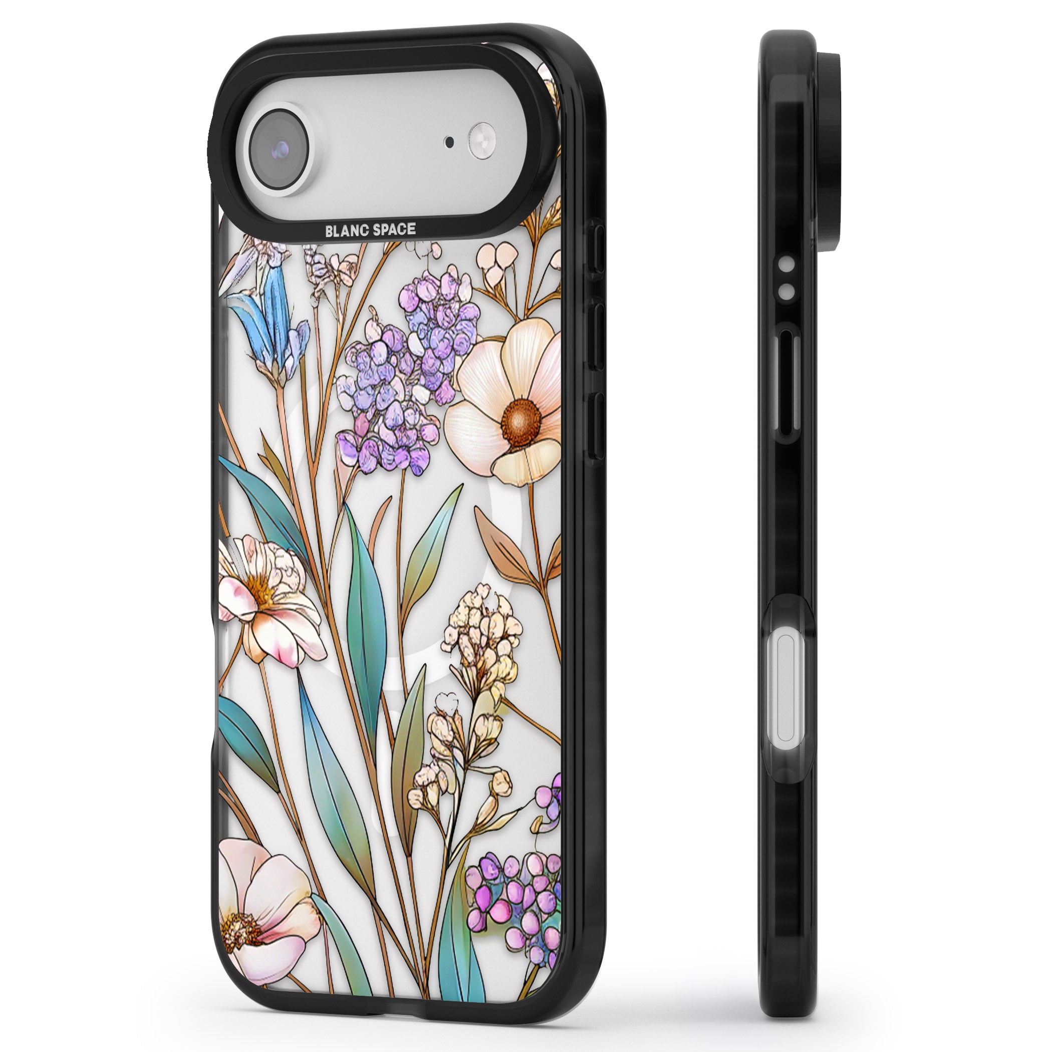 Glass Wildflower Mix iPhone 17 Air Impact Pro Black Phone Case Side Profile