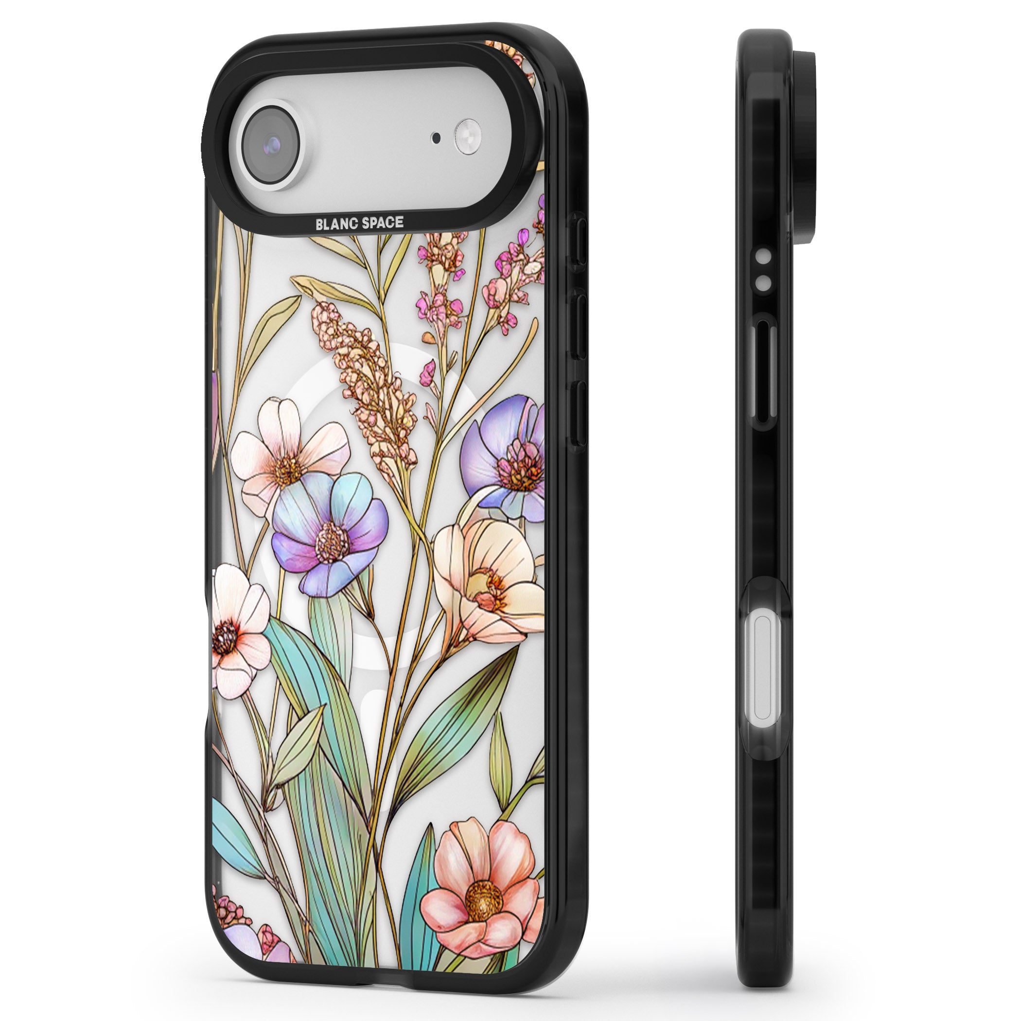 Glass Summer Flowers iPhone 17 Air Impact Pro Black Phone Case Side Profile