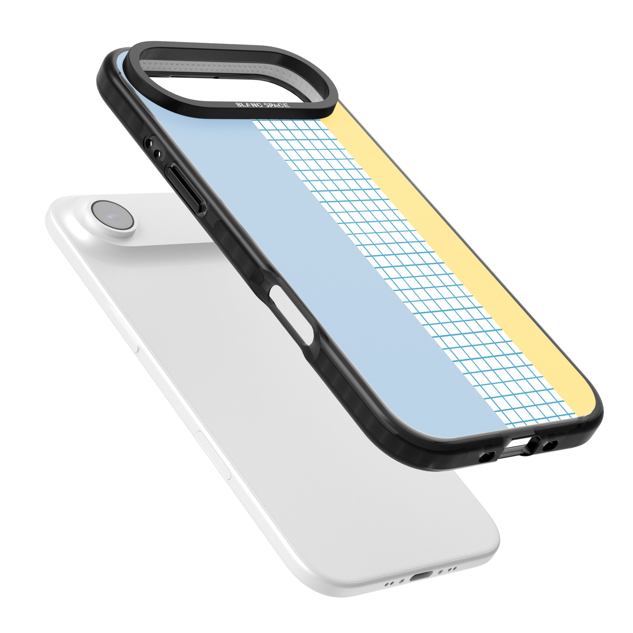 Abstract Grid Blue & Yellow iPhone 17 Air Impact Pro Black Phone Case Colours
