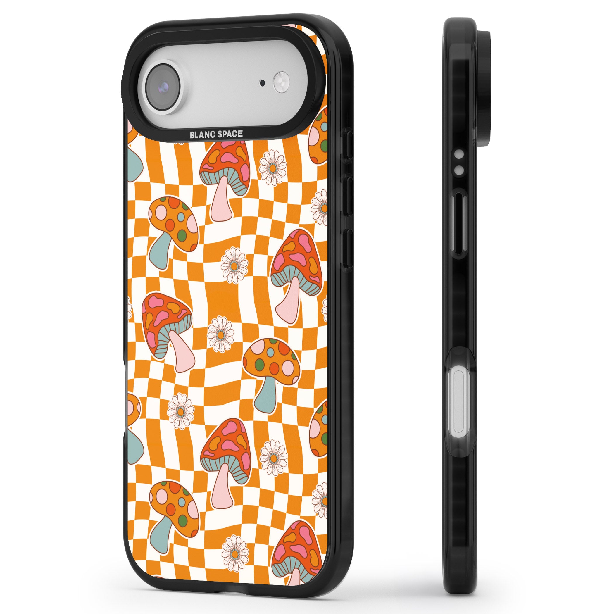 Wavy Checked Shrooms iPhone 17 Air Impact Pro Black Phone Case Side Profile