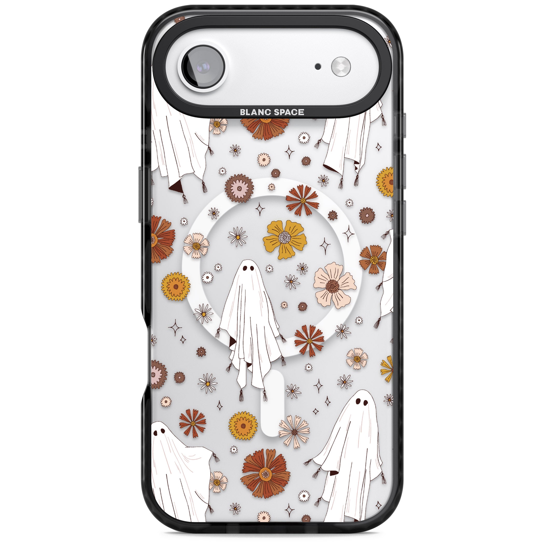 Halloween Ghosts And Flowers iPhone 17 Air Impact Pro Black Phone Case