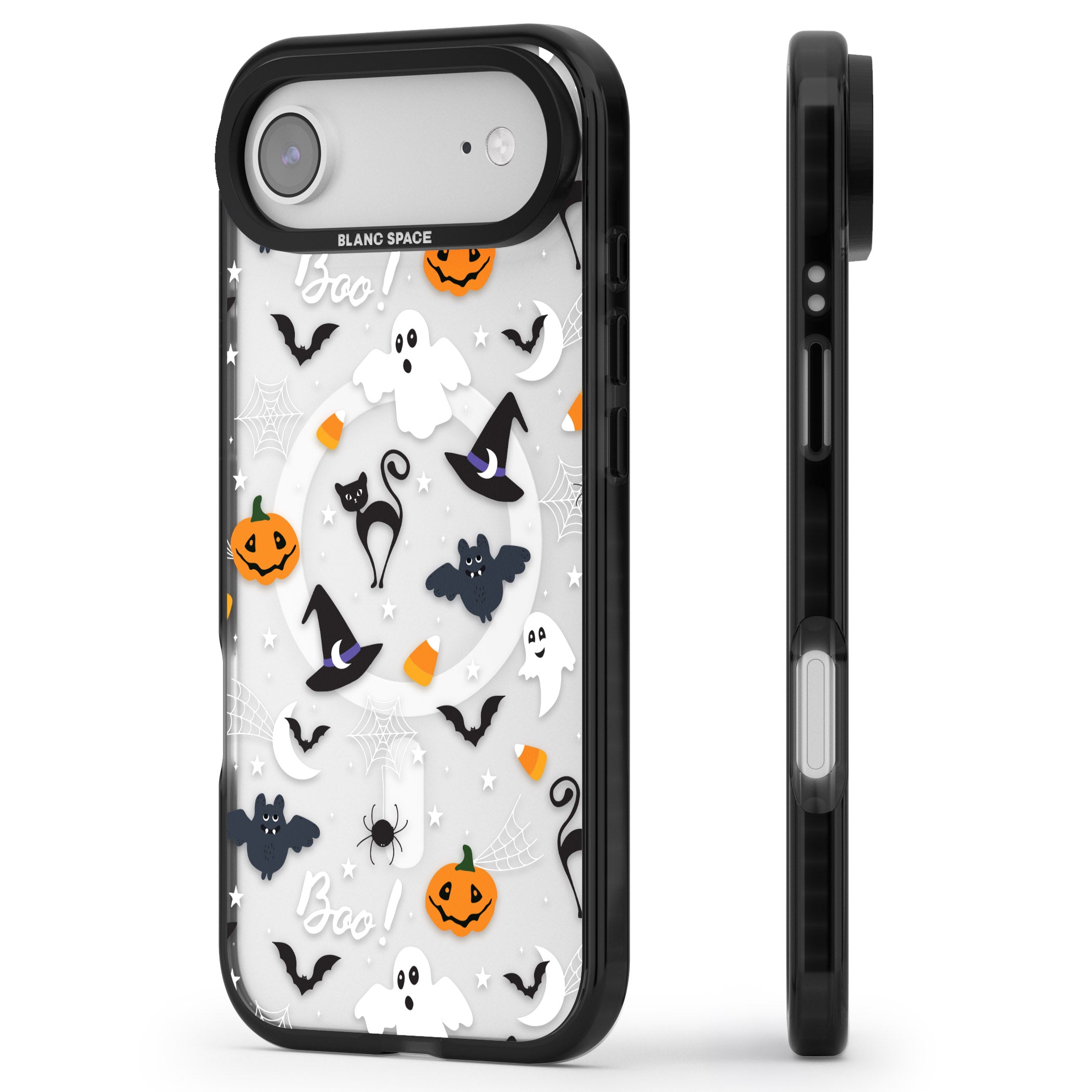 Halloween Mix Pattern iPhone 17 Air Impact Pro Black Phone Case Side Profile
