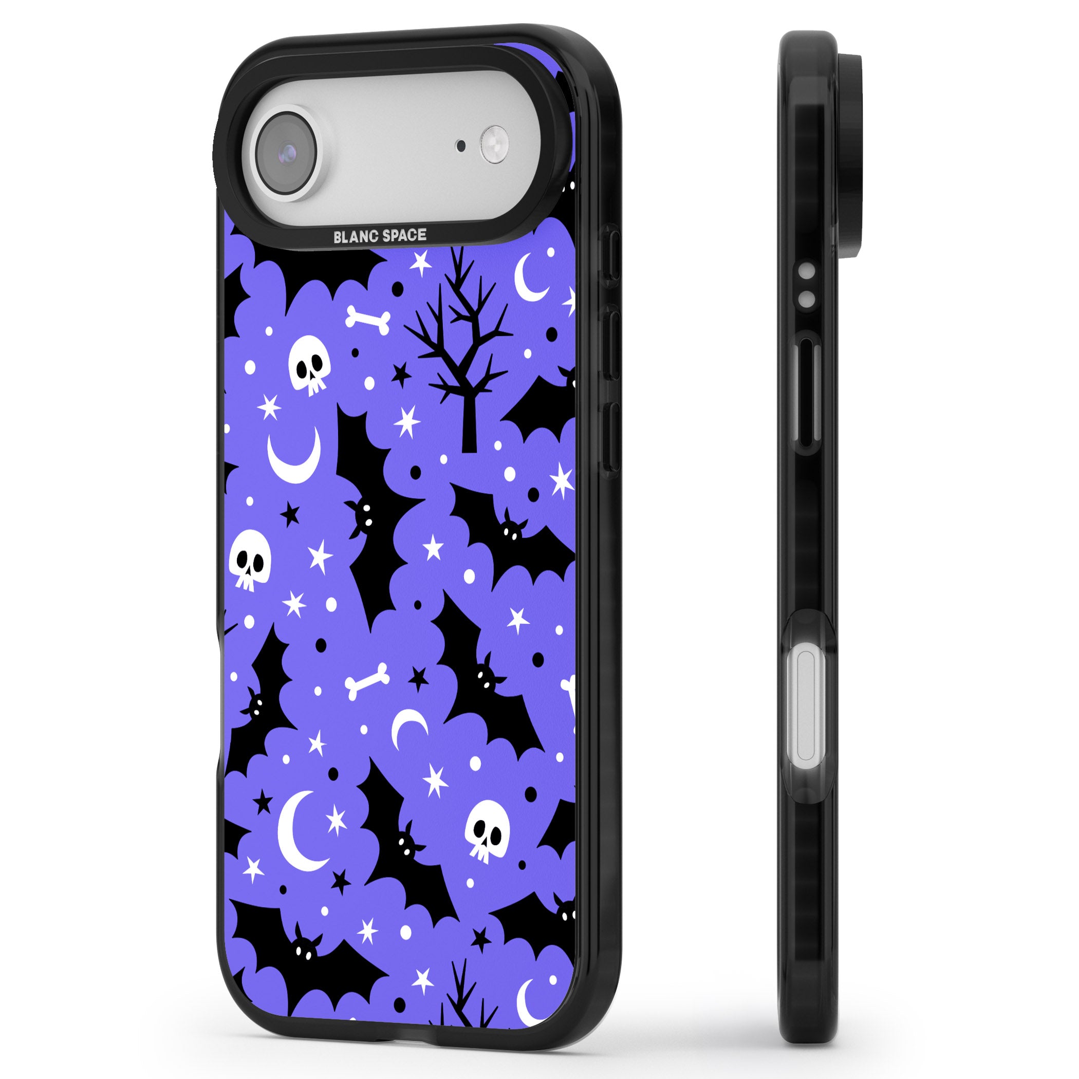 Bats N' Bones Pattern iPhone 17 Air Impact Pro Black Phone Case Side Profile
