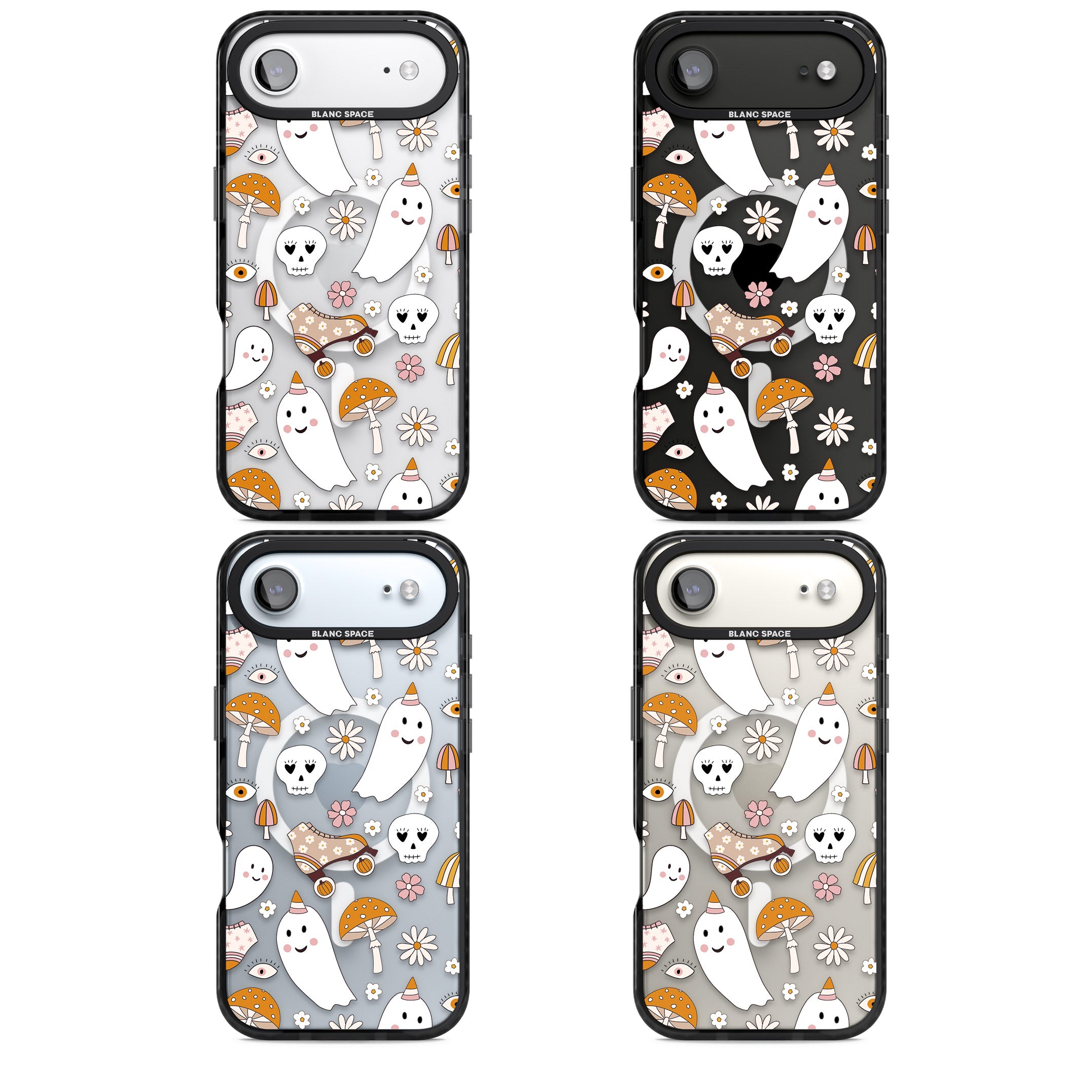 Cute Ghost And Skulls Pattern iPhone 17 Air Impact Pro Black Phone Case APT Impact Protection