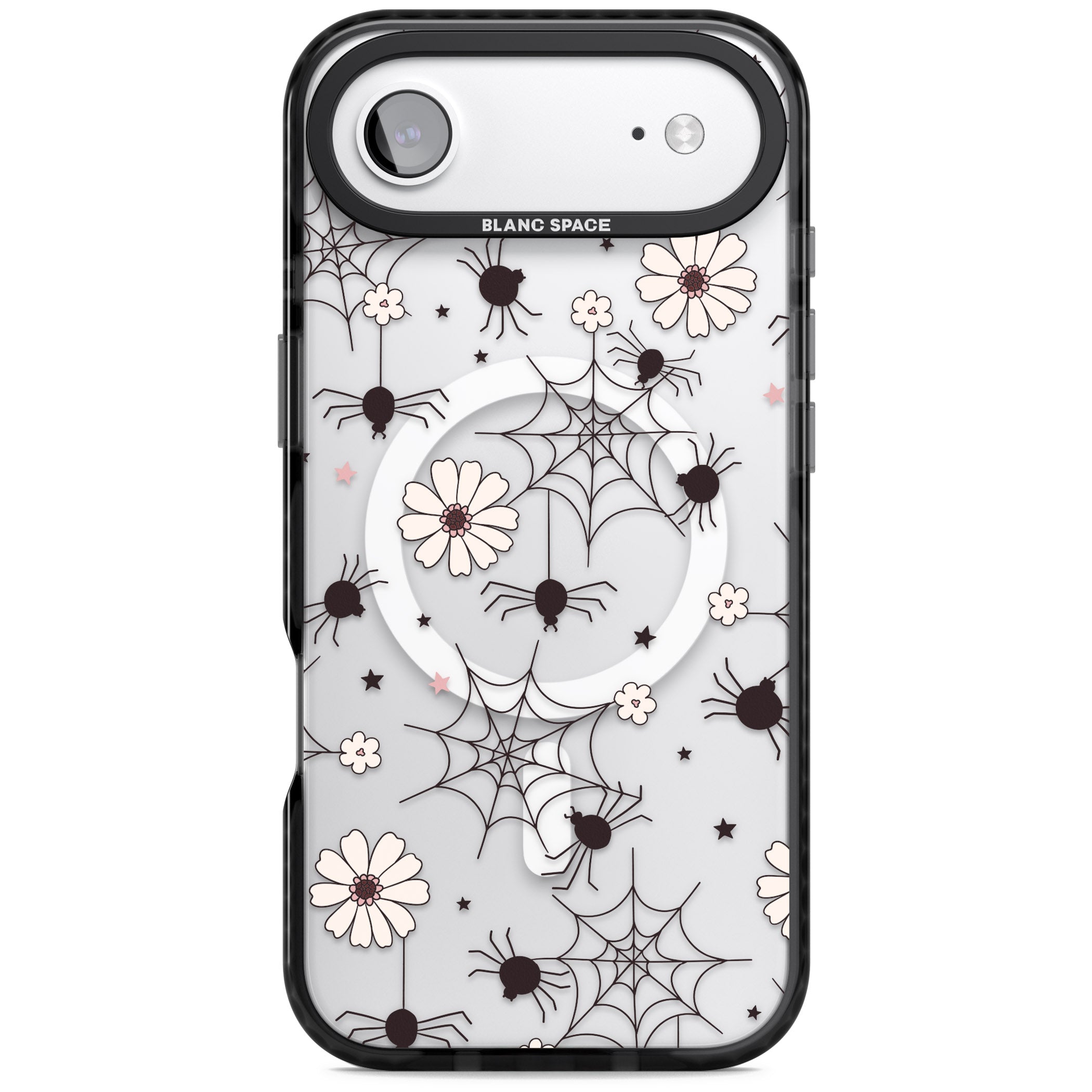 Spiders And Flowers Pattern iPhone 17 Air Impact Pro Black Phone Case