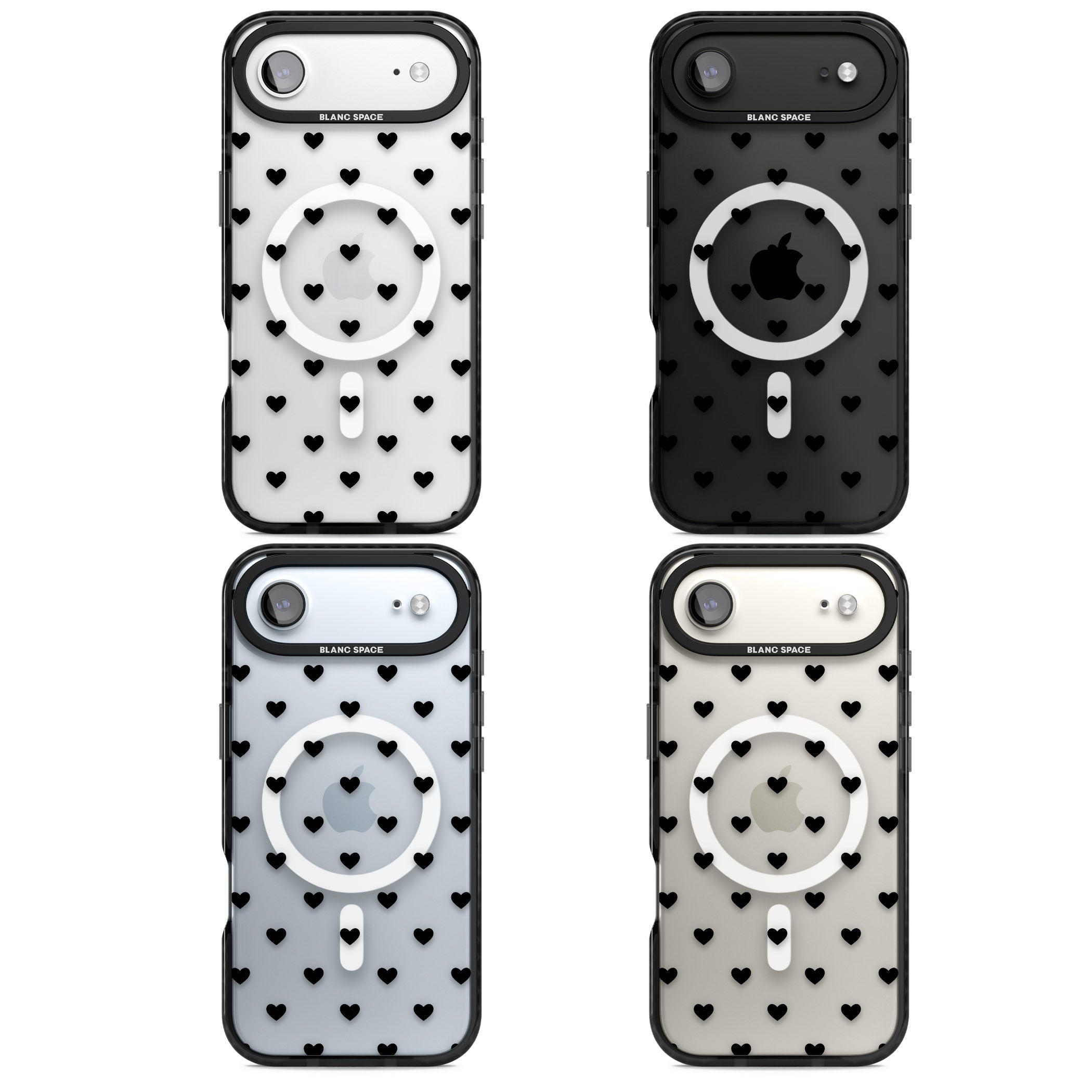 Small Heart Pattern: White & iPhone 17 Air Impact Pro Black Phone Case APT Impact Protection