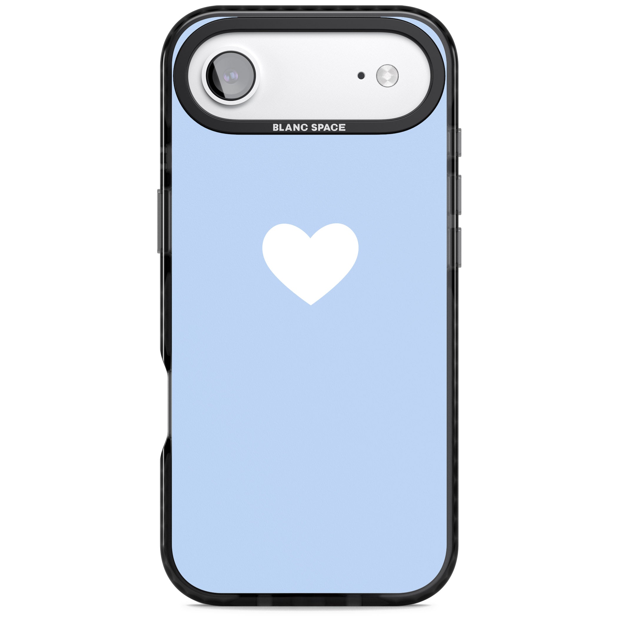 Single Heart Design: White & Baby Blue iPhone 17 Air Impact Pro Black Phone Case