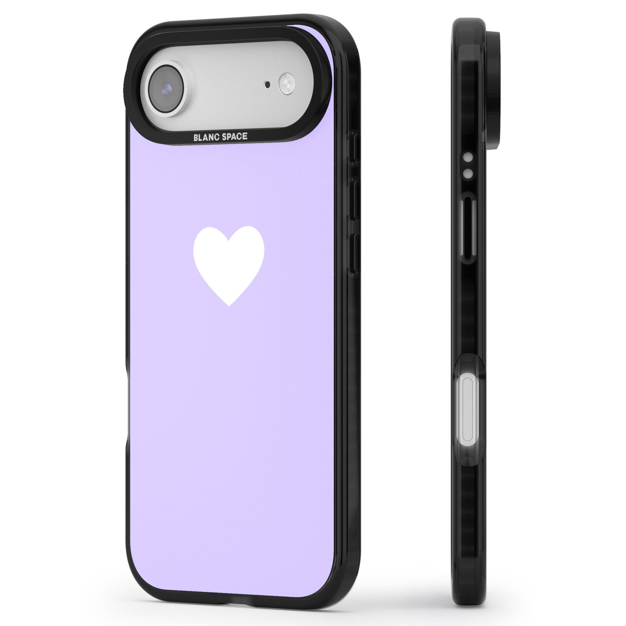 Pale Purple Heart iPhone 17 Air Impact Pro Black Phone Case Side Profile