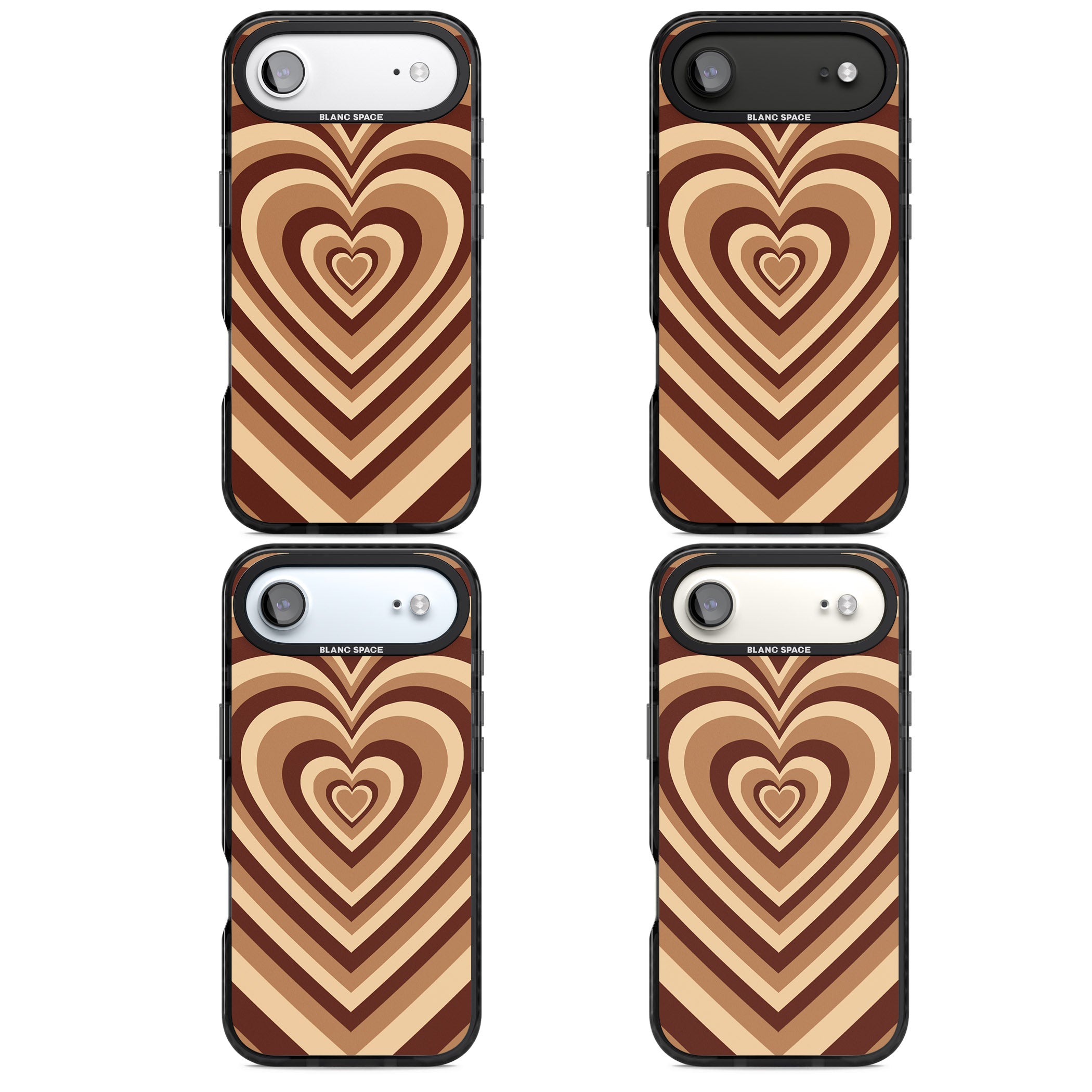 Latte Heart Illusion iPhone 17 Air Impact Pro Black Phone Case APT Impact Protection