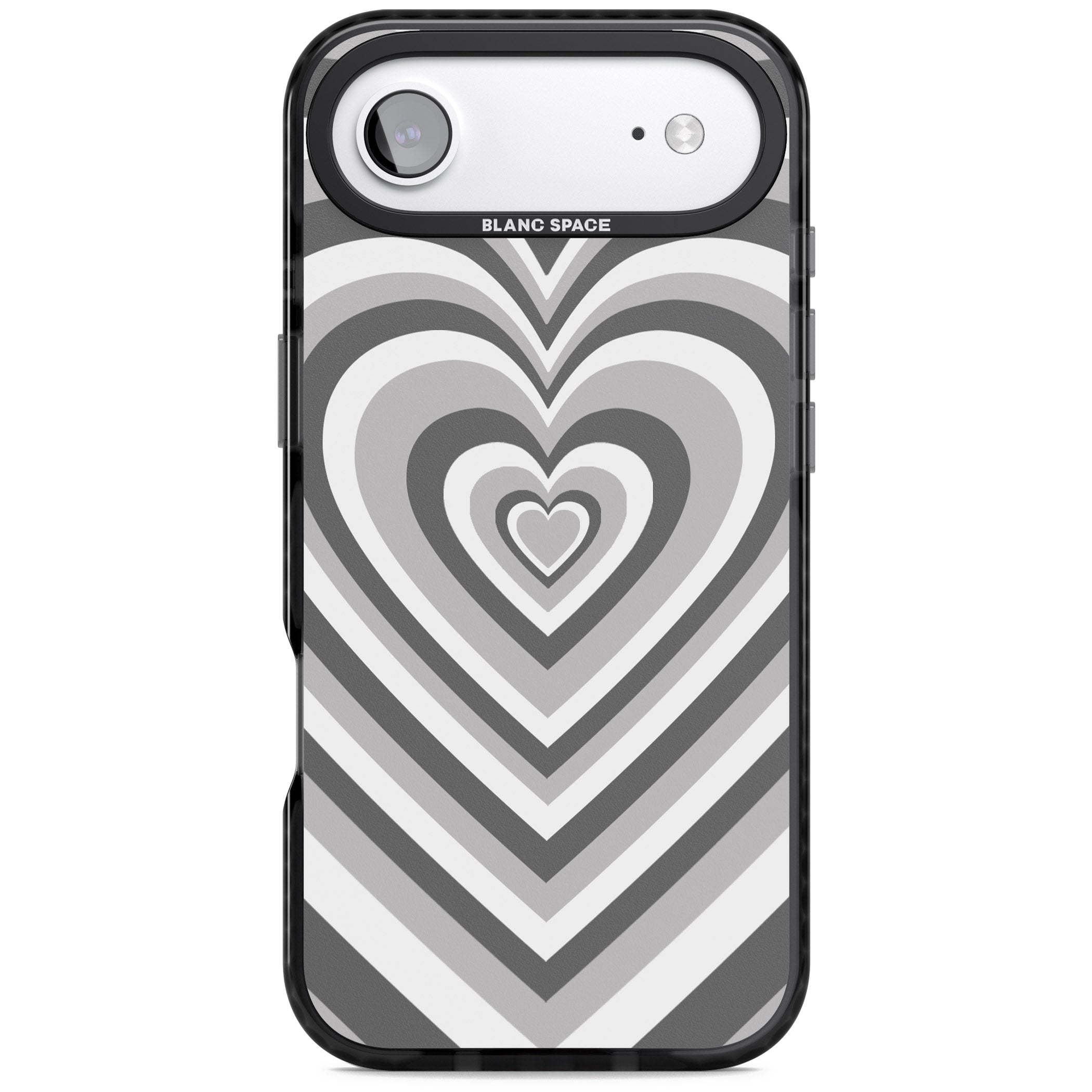 Monochrome Heart Illusion iPhone 17 Air Impact Pro Black Phone Case