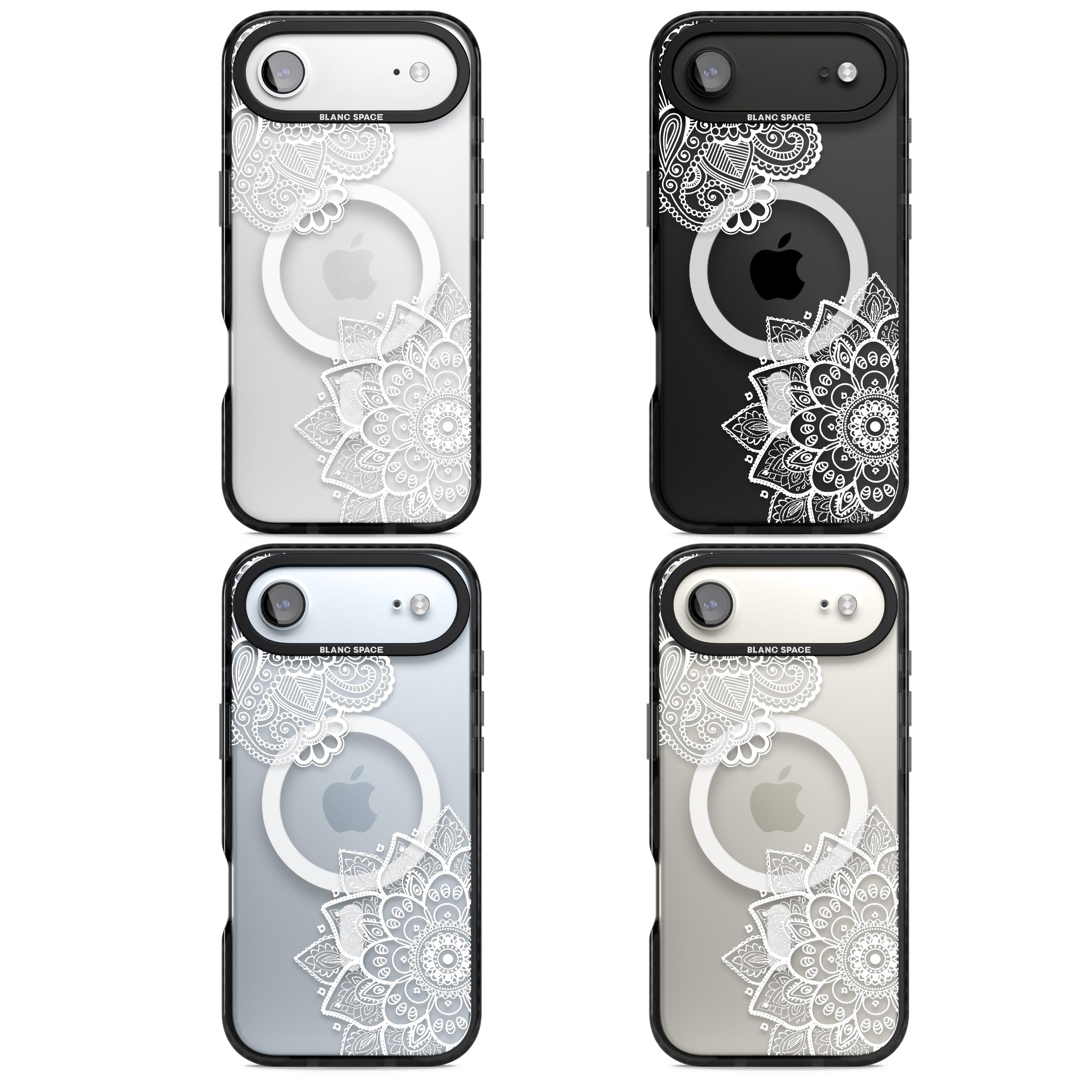 White Henna Florals iPhone 17 Air Impact Pro Black Phone Case APT Impact Protection