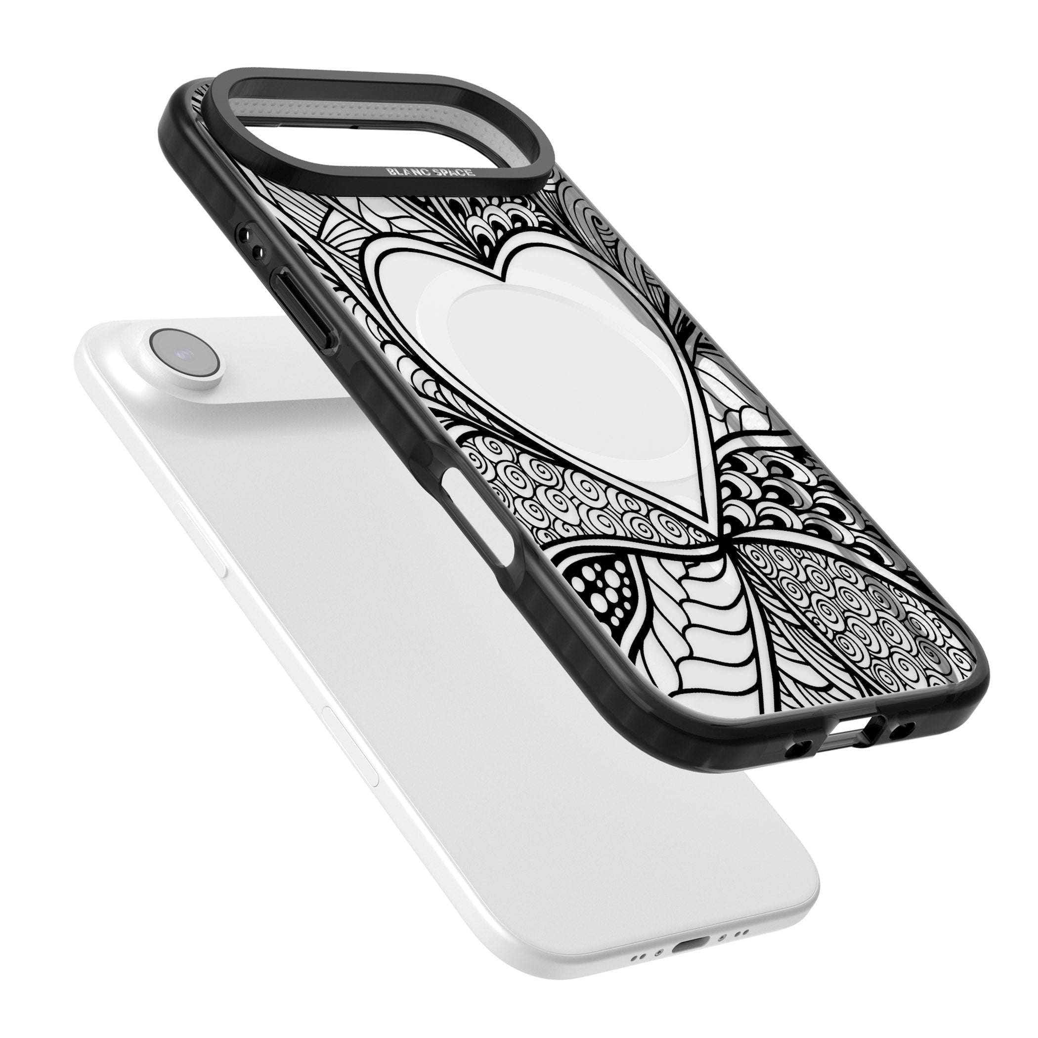 Black Henna Heart iPhone 17 Air Impact Pro Black Phone Case Colours