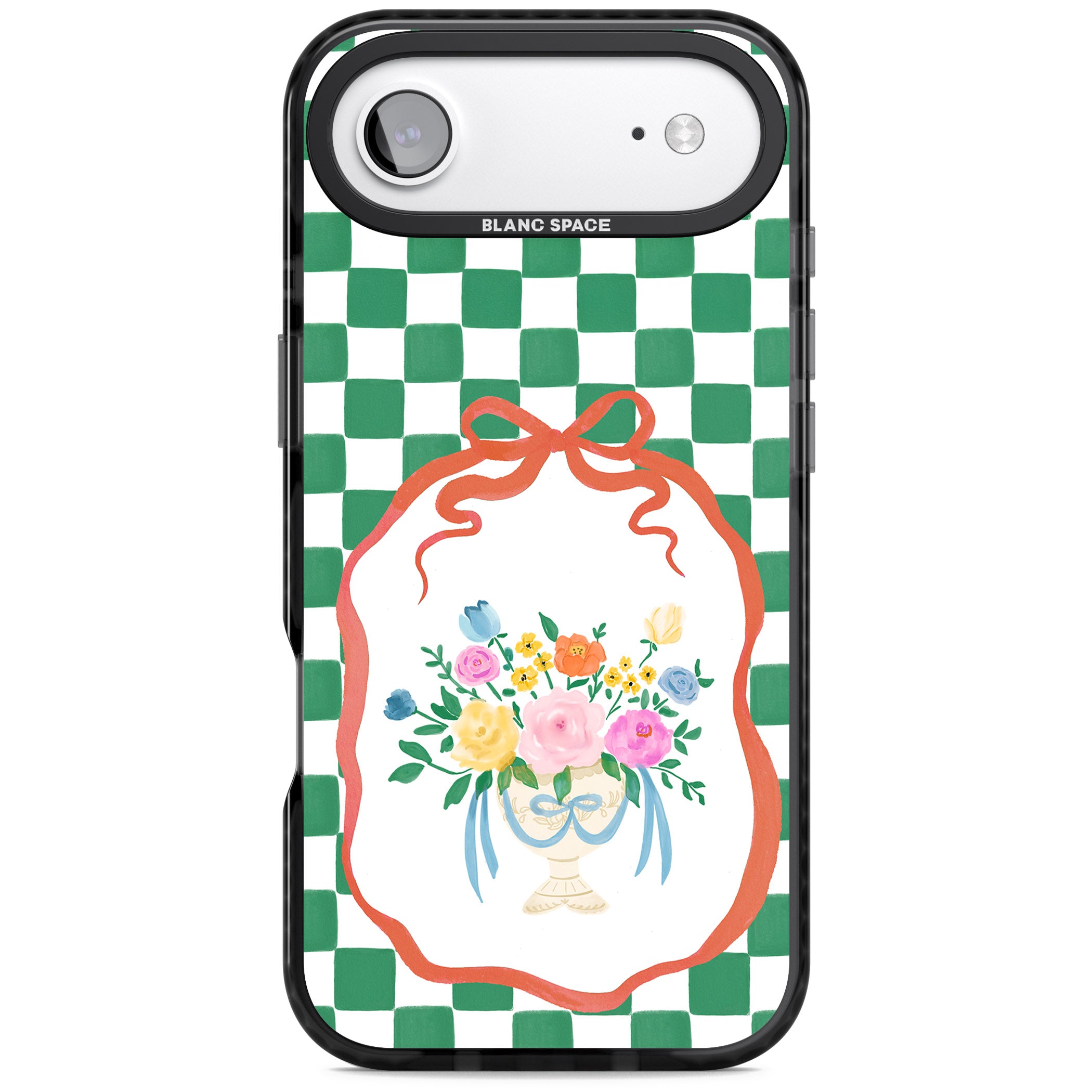 Green Checked Bouquet iPhone 17 Air Impact Pro Black Phone Case