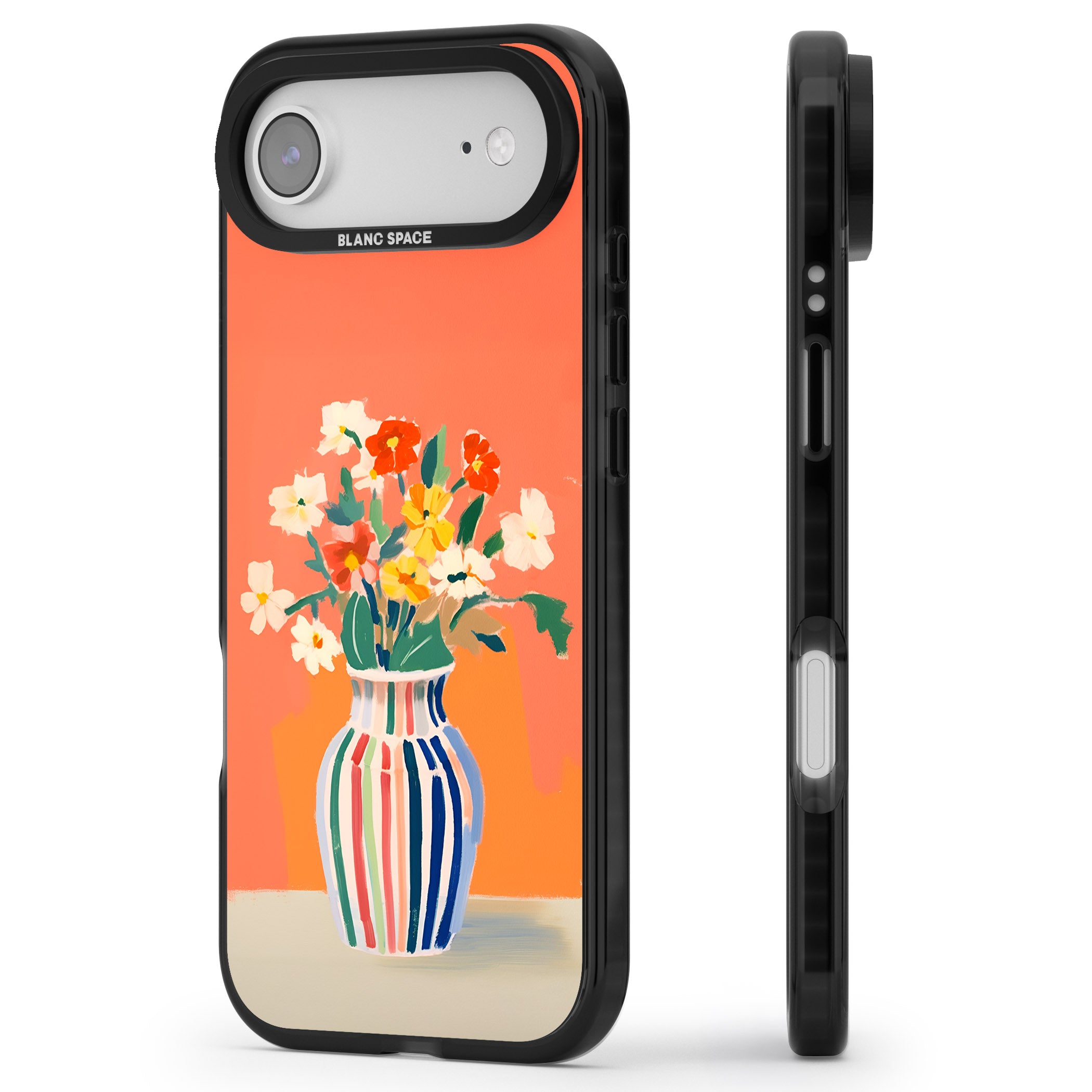 Coral Flower Vase iPhone 17 Air Impact Pro Black Phone Case Side Profile