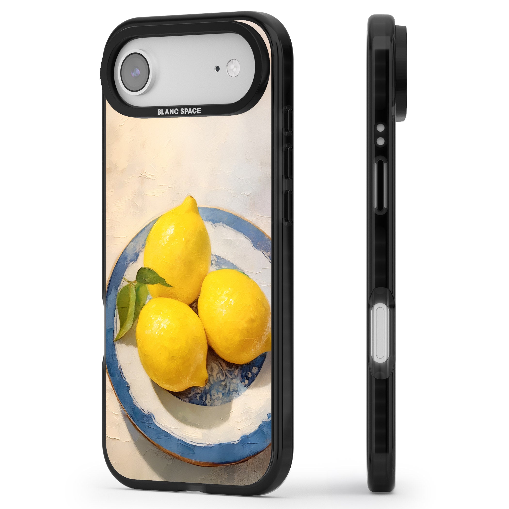 Lemons on Porcelain iPhone 17 Air Impact Pro Black Phone Case Side Profile