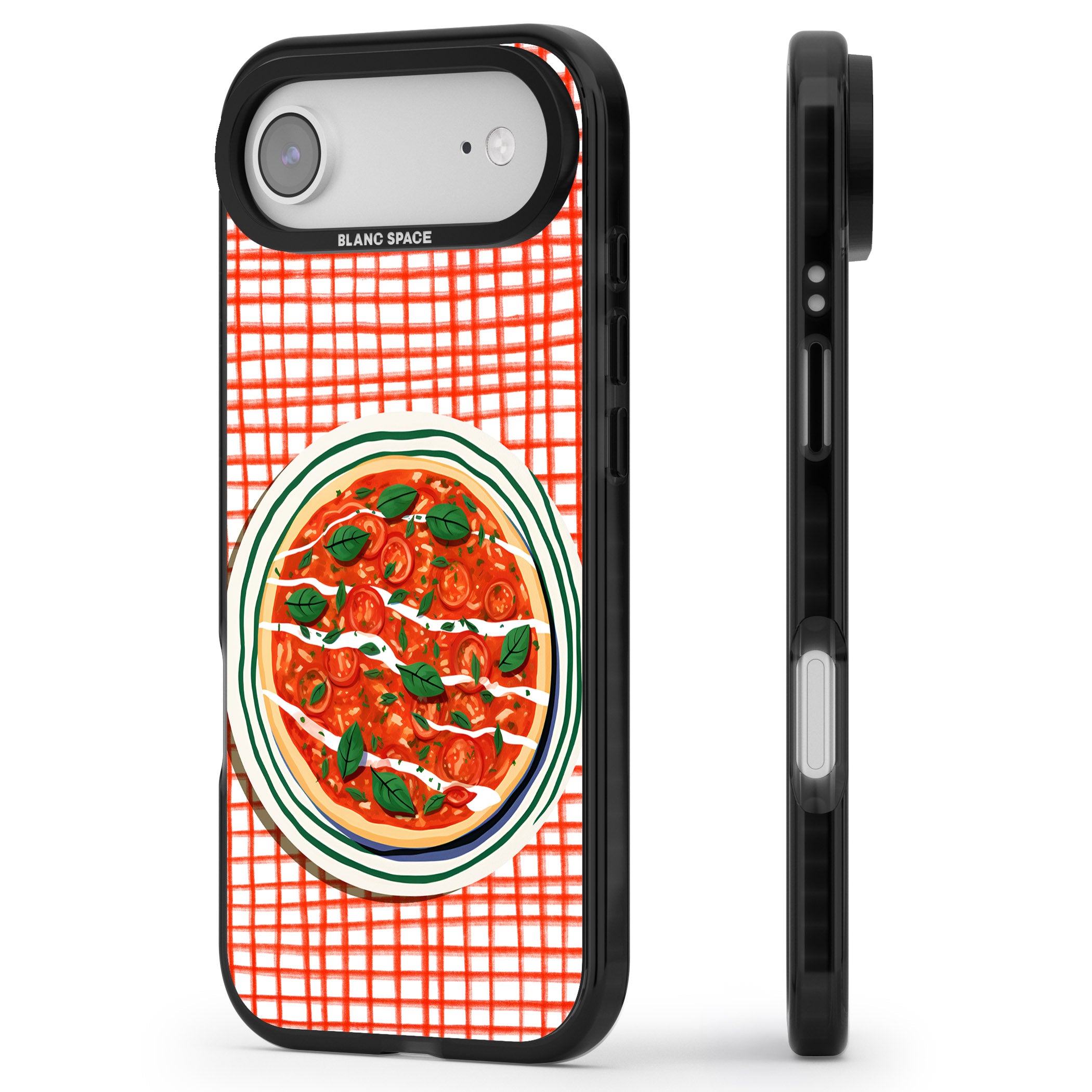 Margherita On Red Check iPhone 17 Air Impact Pro Black Phone Case Side Profile