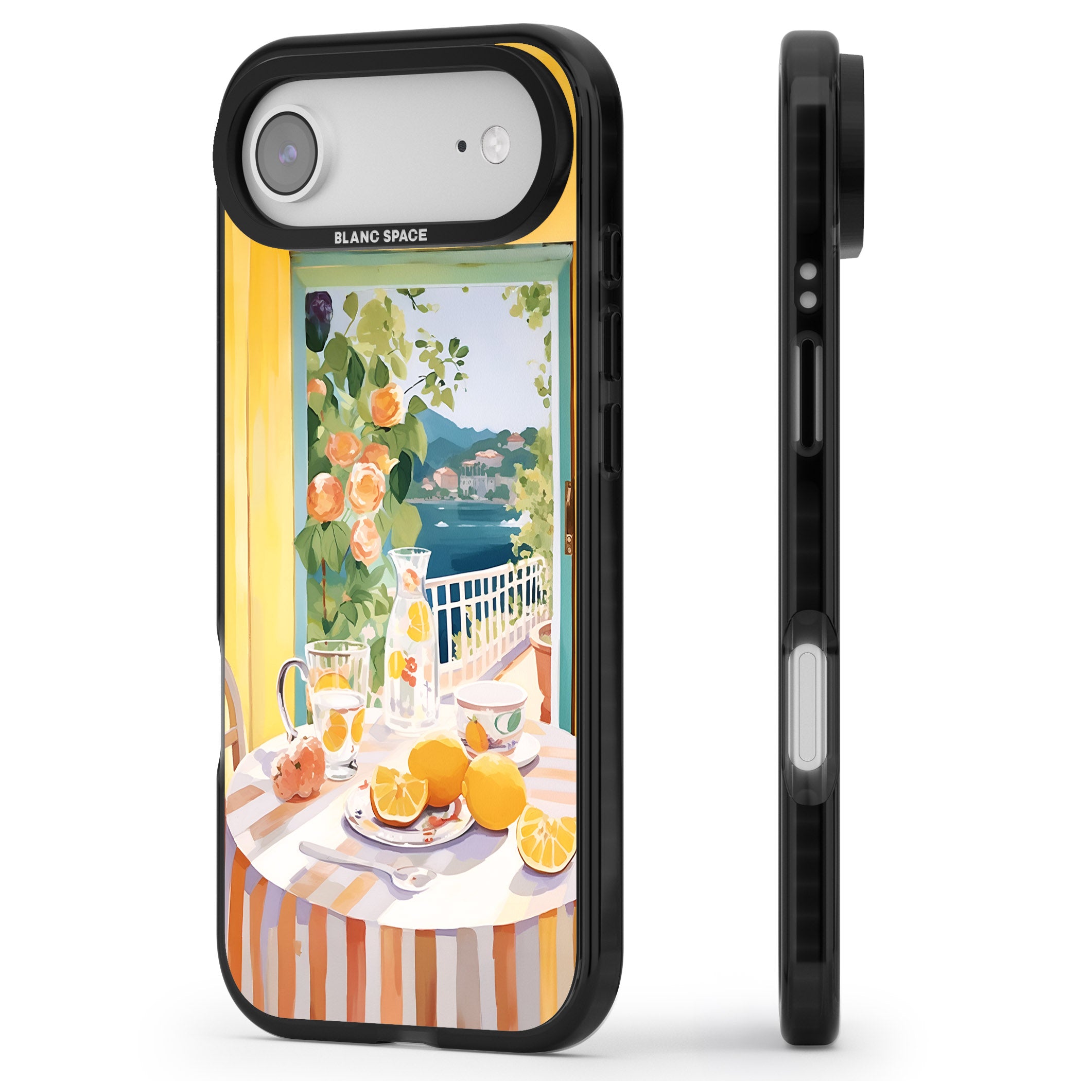 Amalfi Breakfast Balcony iPhone 17 Air Impact Pro Black Phone Case Side Profile