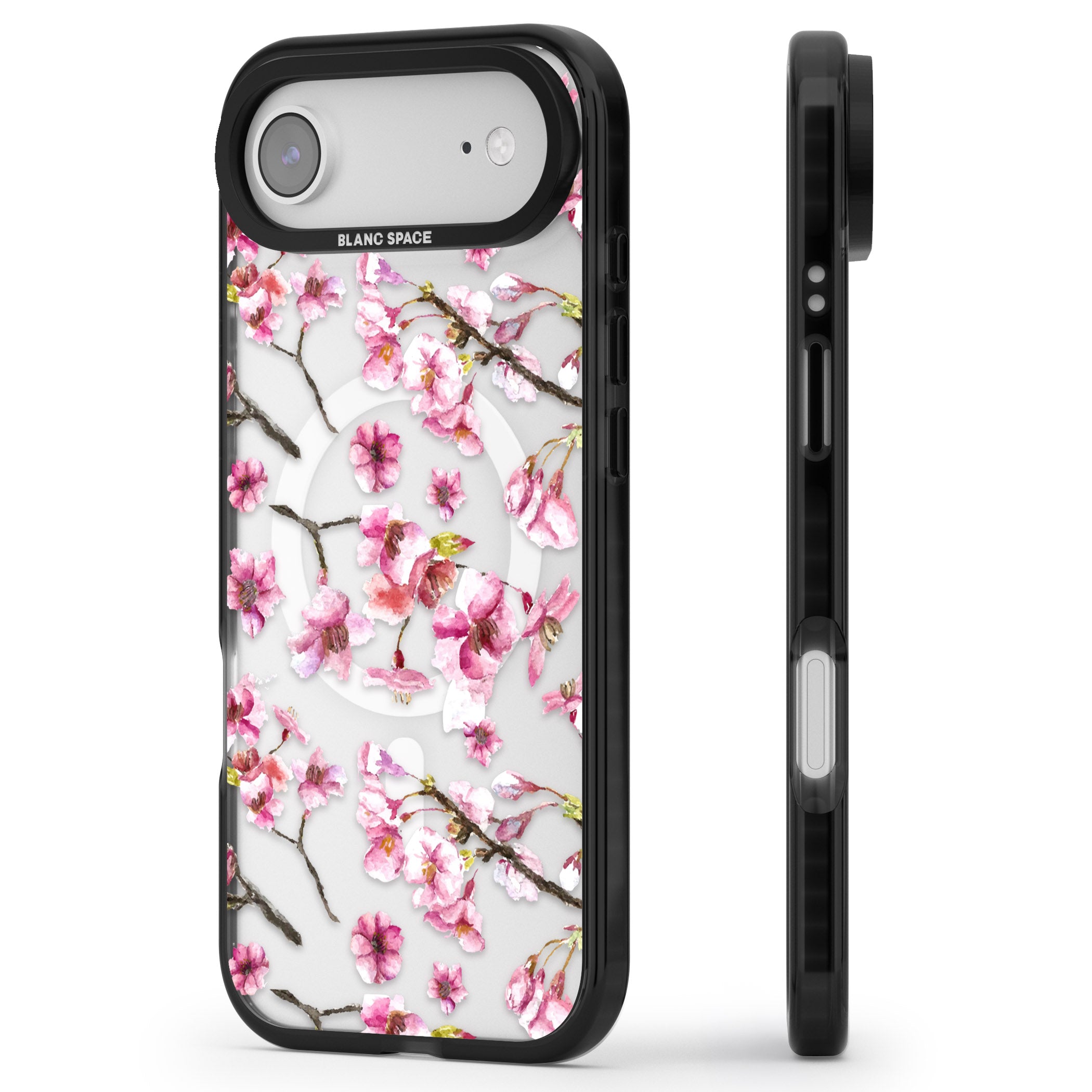 Sakura Bloom iPhone 17 Air Impact Pro Black Phone Case Side Profile
