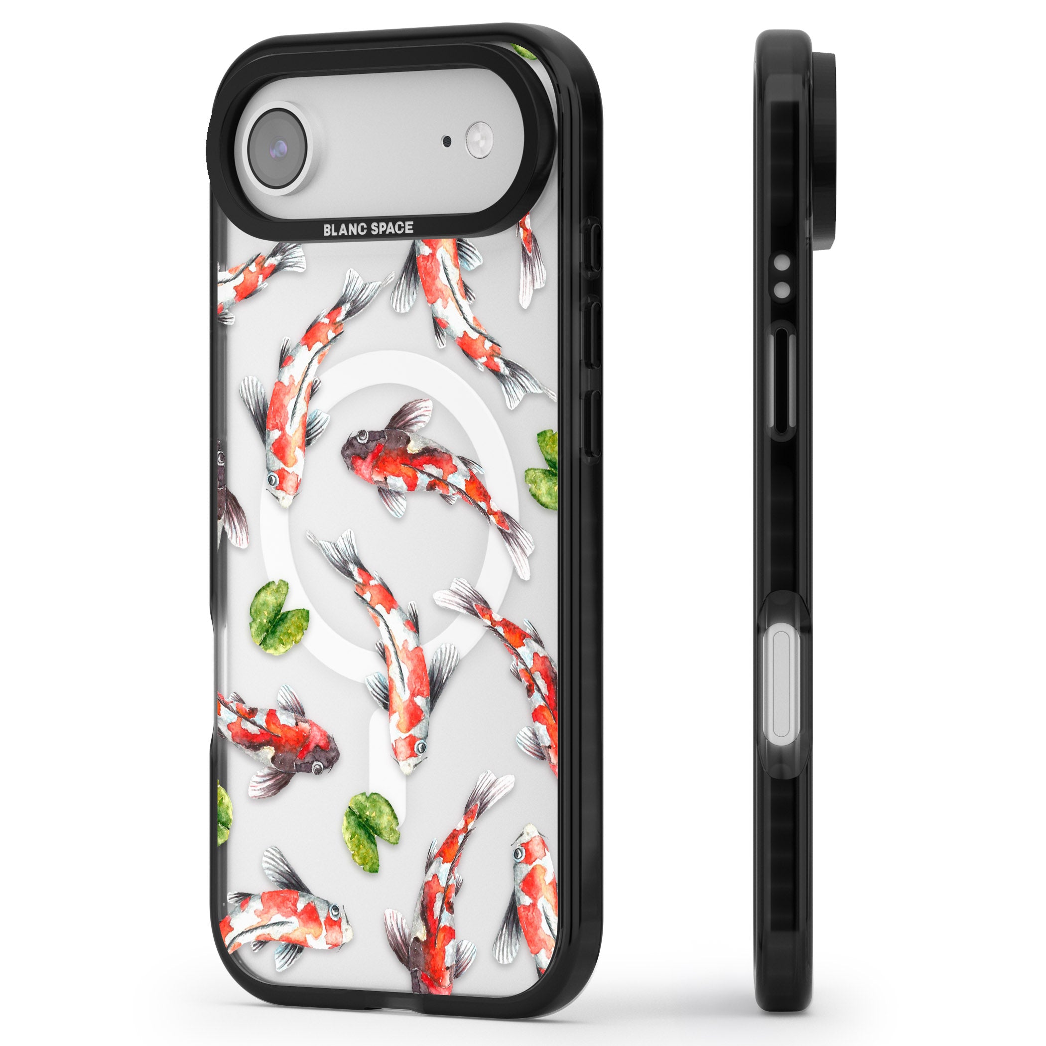 Koi Fish Watercolour iPhone 17 Air Impact Pro Black Phone Case Side Profile