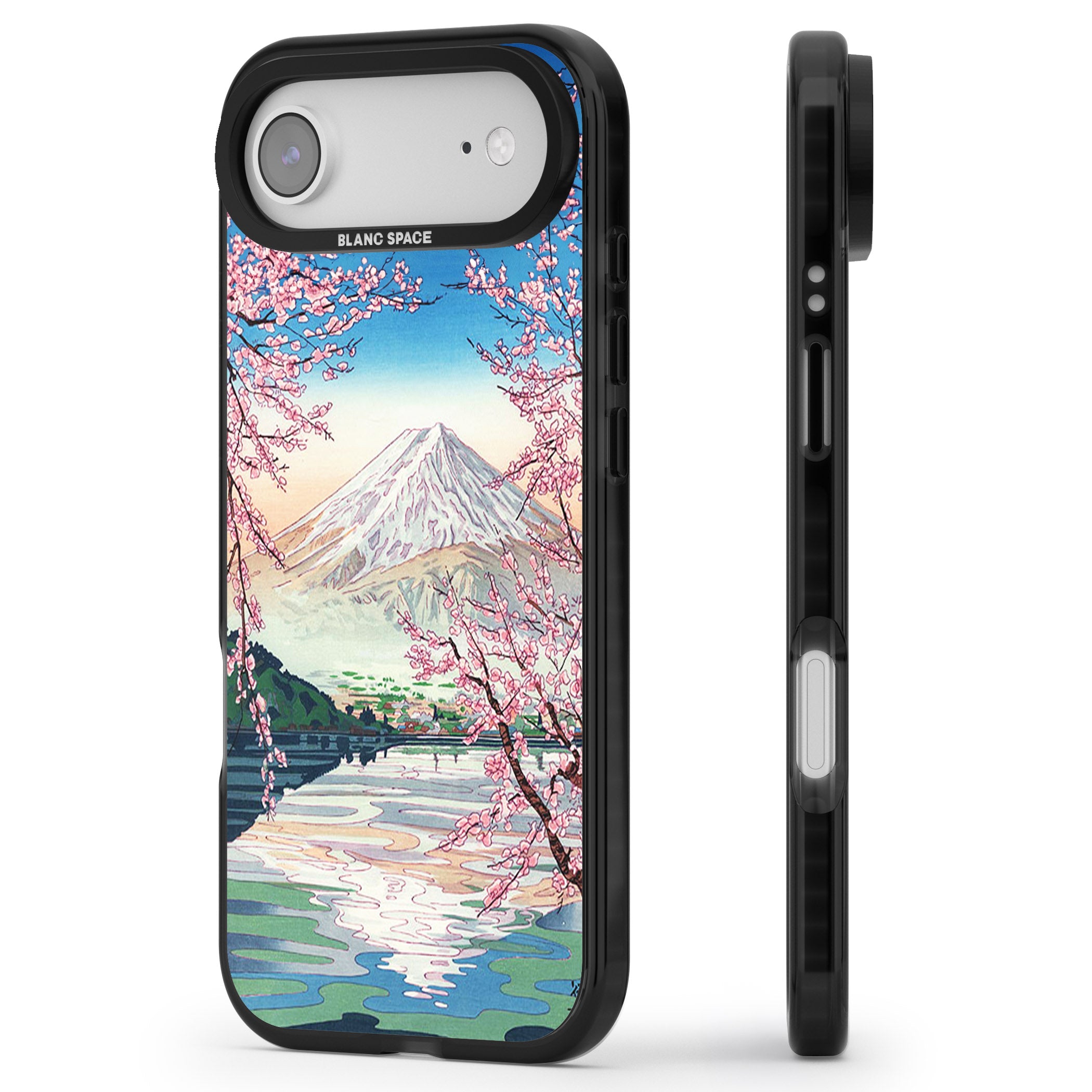 Mt Fuji From Lake Kawaguchi iPhone 17 Air Impact Pro Black Phone Case Side Profile