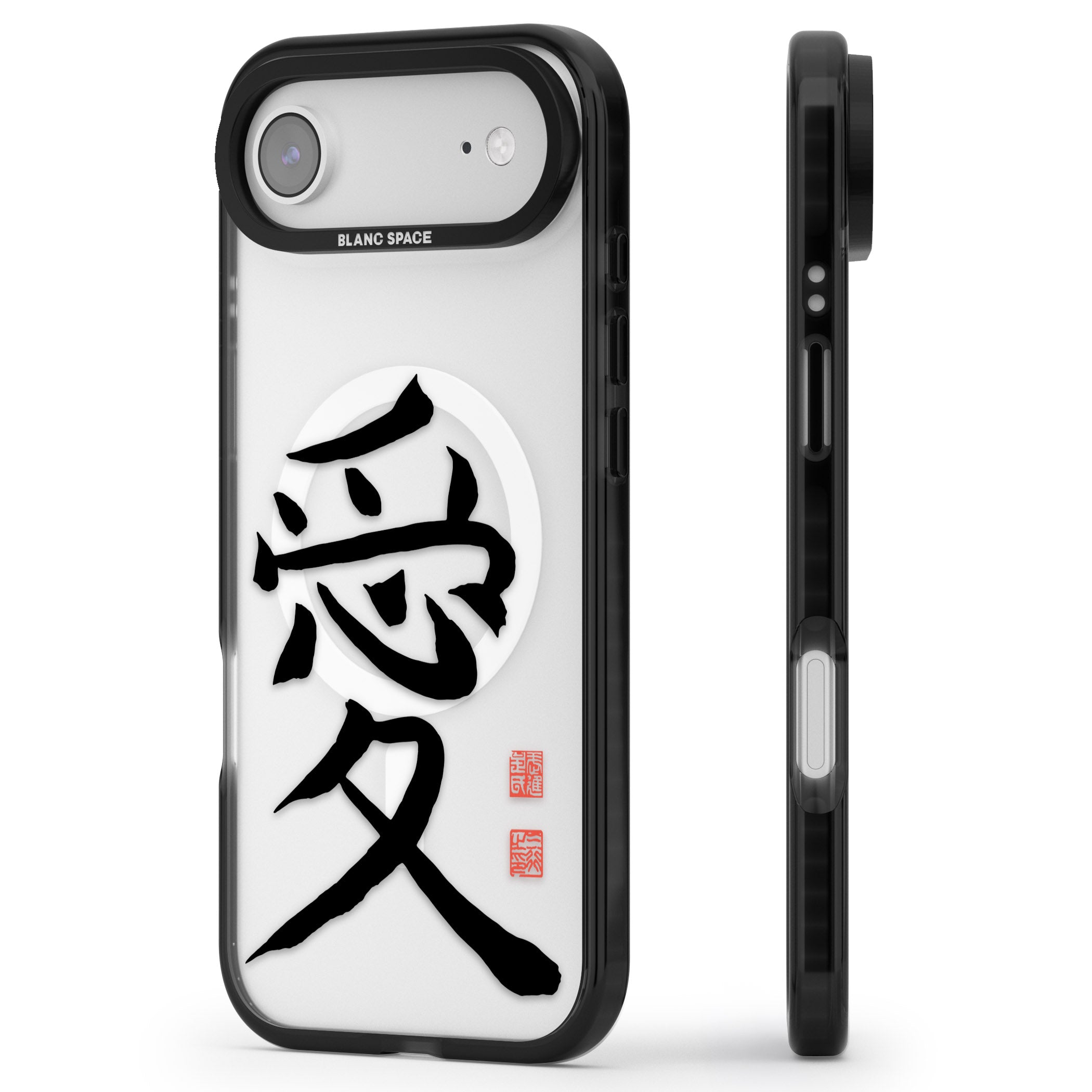 Japanese Kanji Love iPhone 17 Air Impact Pro Black Phone Case Side Profile