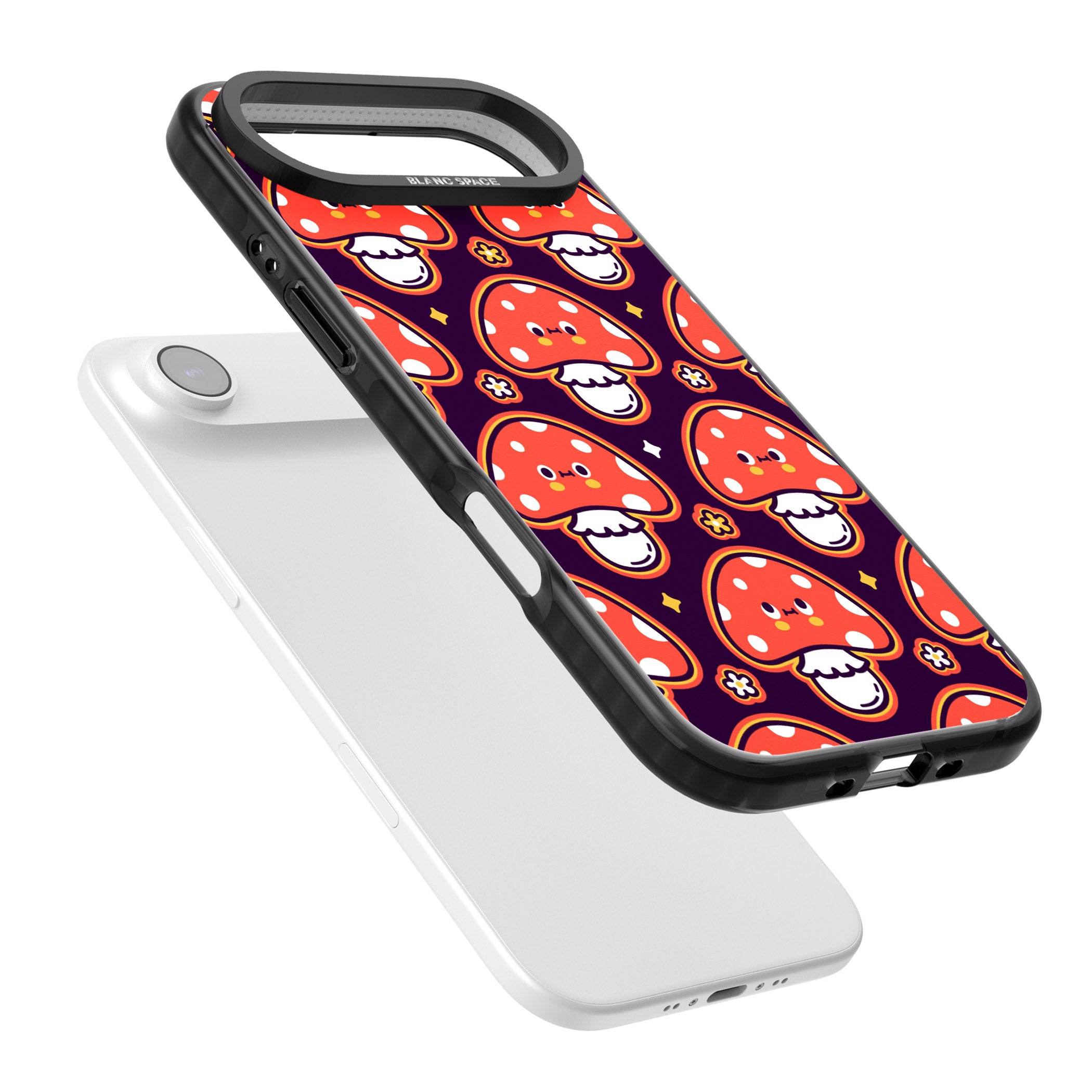 Mushroom Kawaii Pattern iPhone 17 Air Impact Pro Black Phone Case Colours
