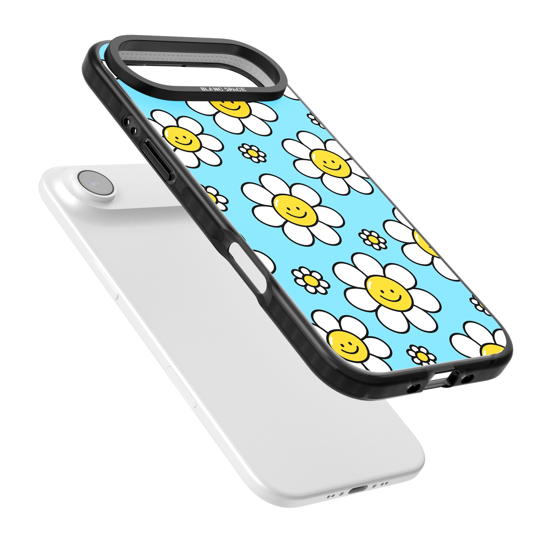 Daisy Faces Kawaii Pattern iPhone 17 Air Impact Pro Black Phone Case Colours