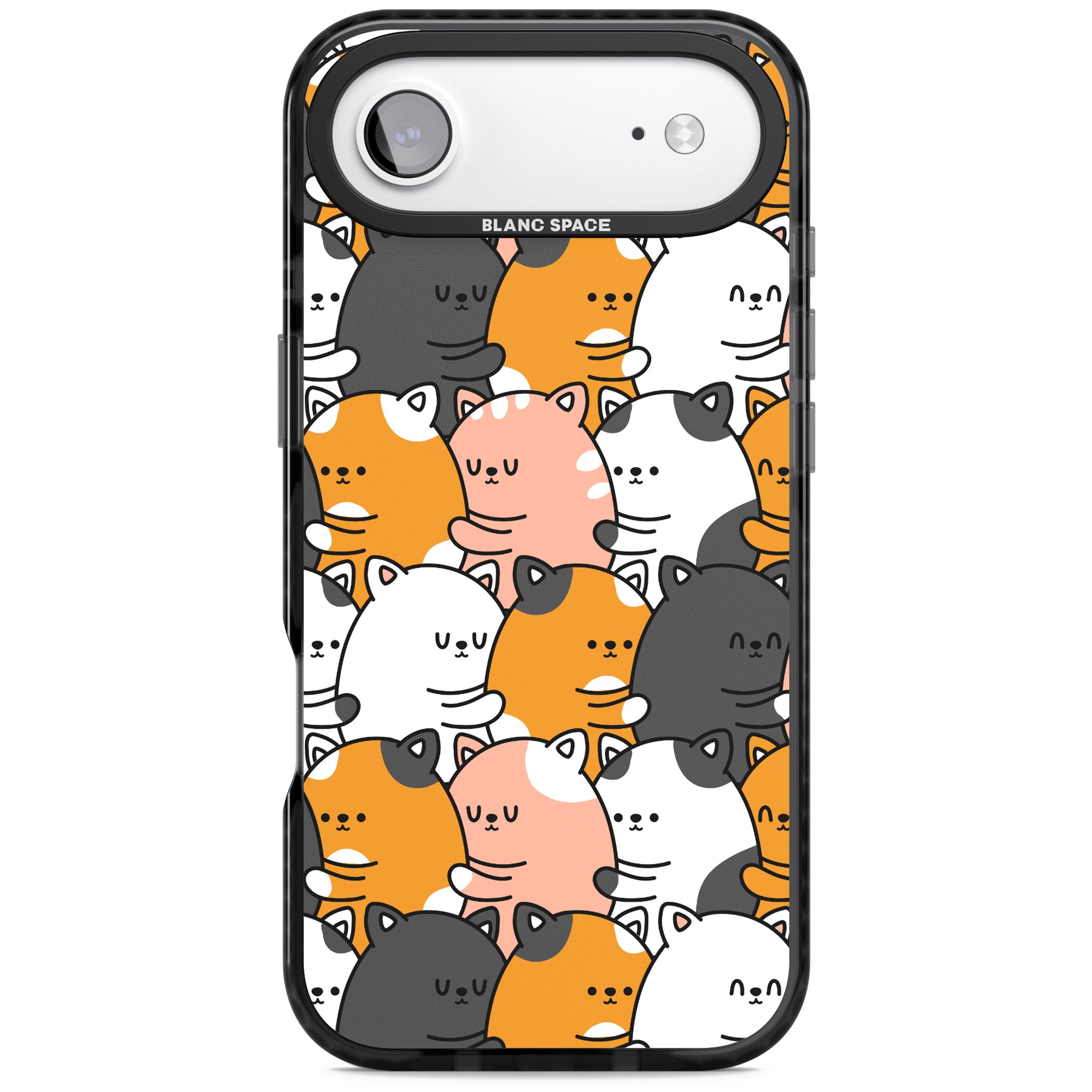 Spooning Cats Kawaii Pattern iPhone 17 Air Impact Pro Black Phone Case