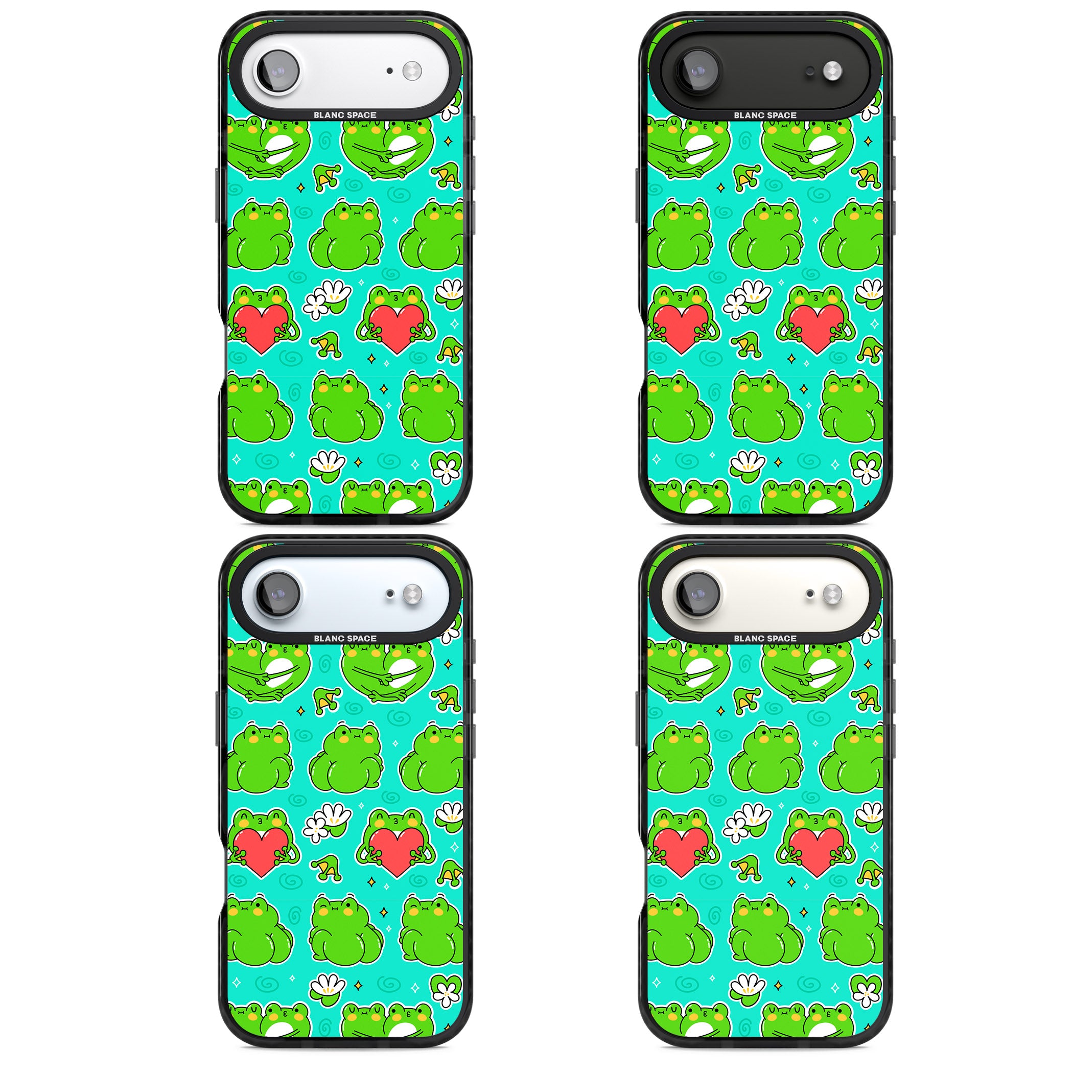 Frog Booty Kawaii Pattern iPhone 17 Air Impact Pro Black Phone Case APT Impact Protection