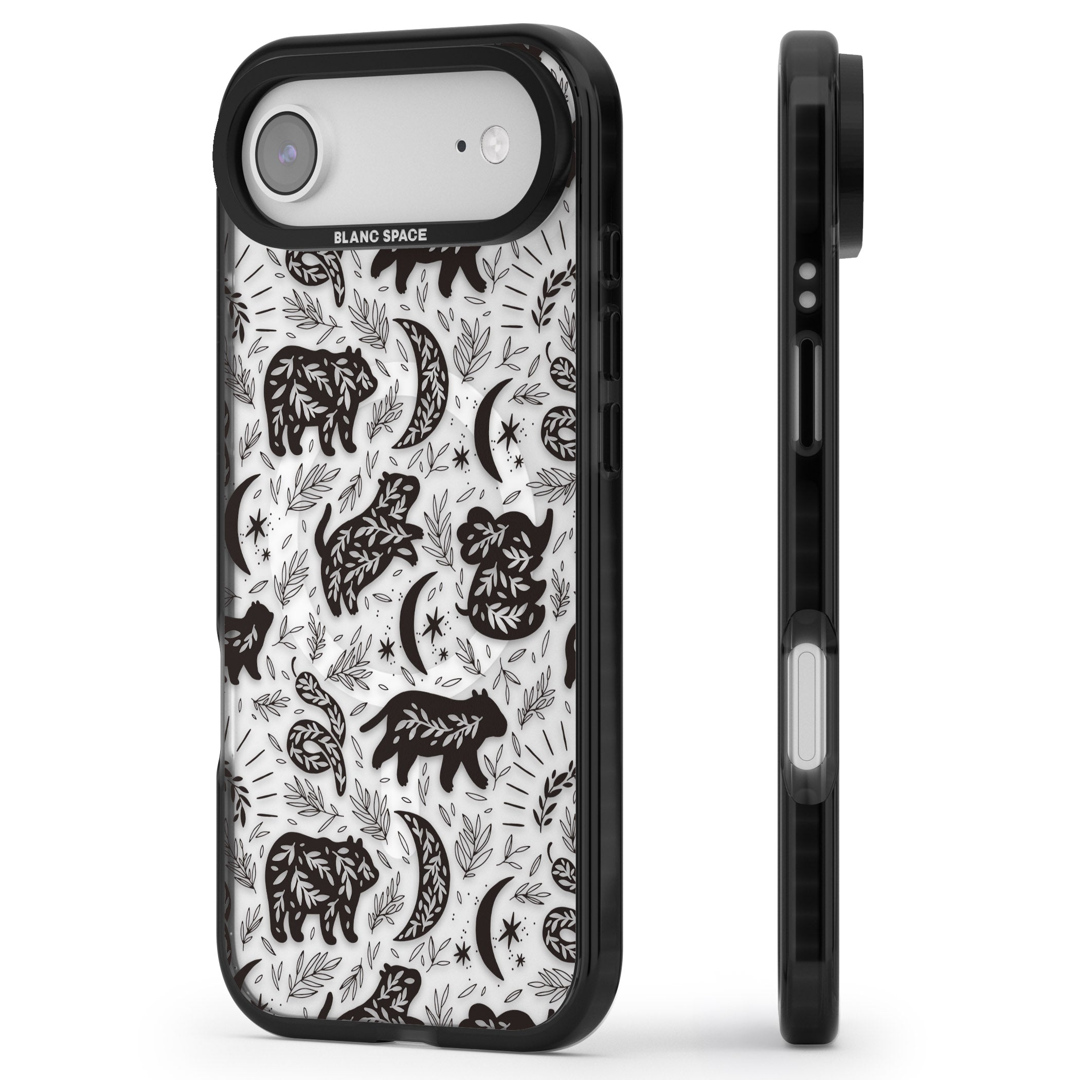 Midnight Forest Animals iPhone 17 Air Impact Pro Black Phone Case Side Profile