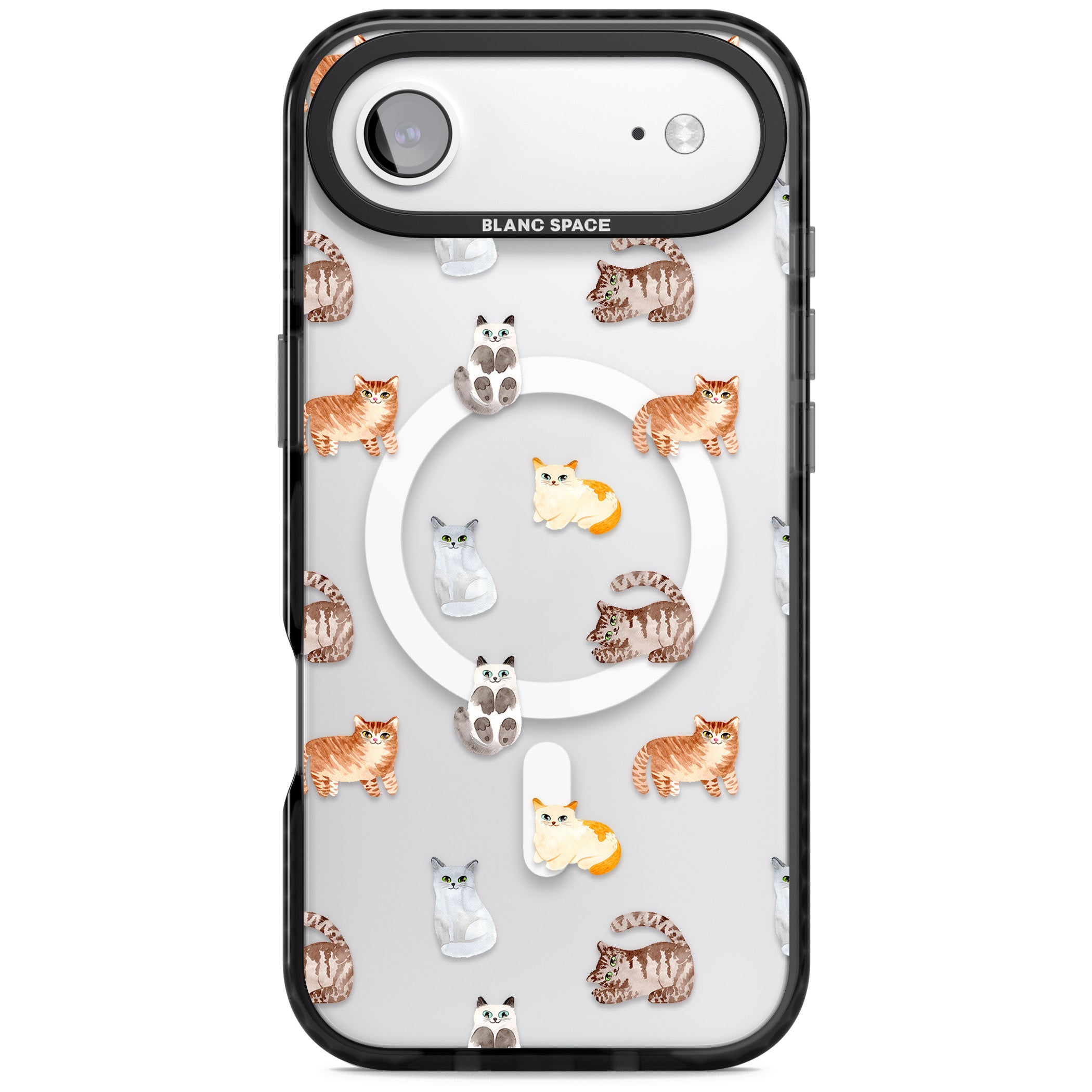 Cute Cat Pattern Classic iPhone 17 Air Impact Pro Black Phone Case