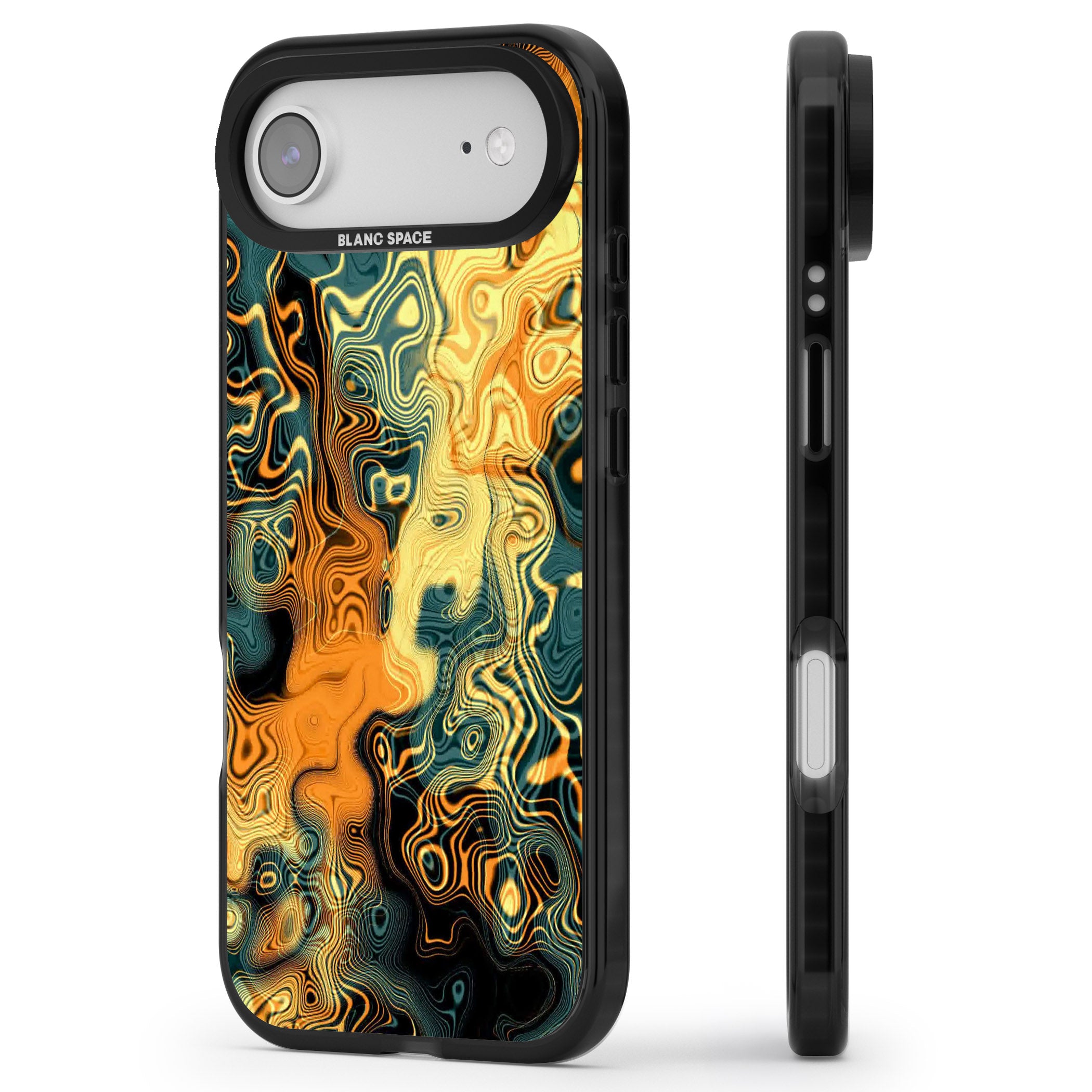 Gold Green Marble iPhone 17 Air Impact Pro Black Phone Case Side Profile