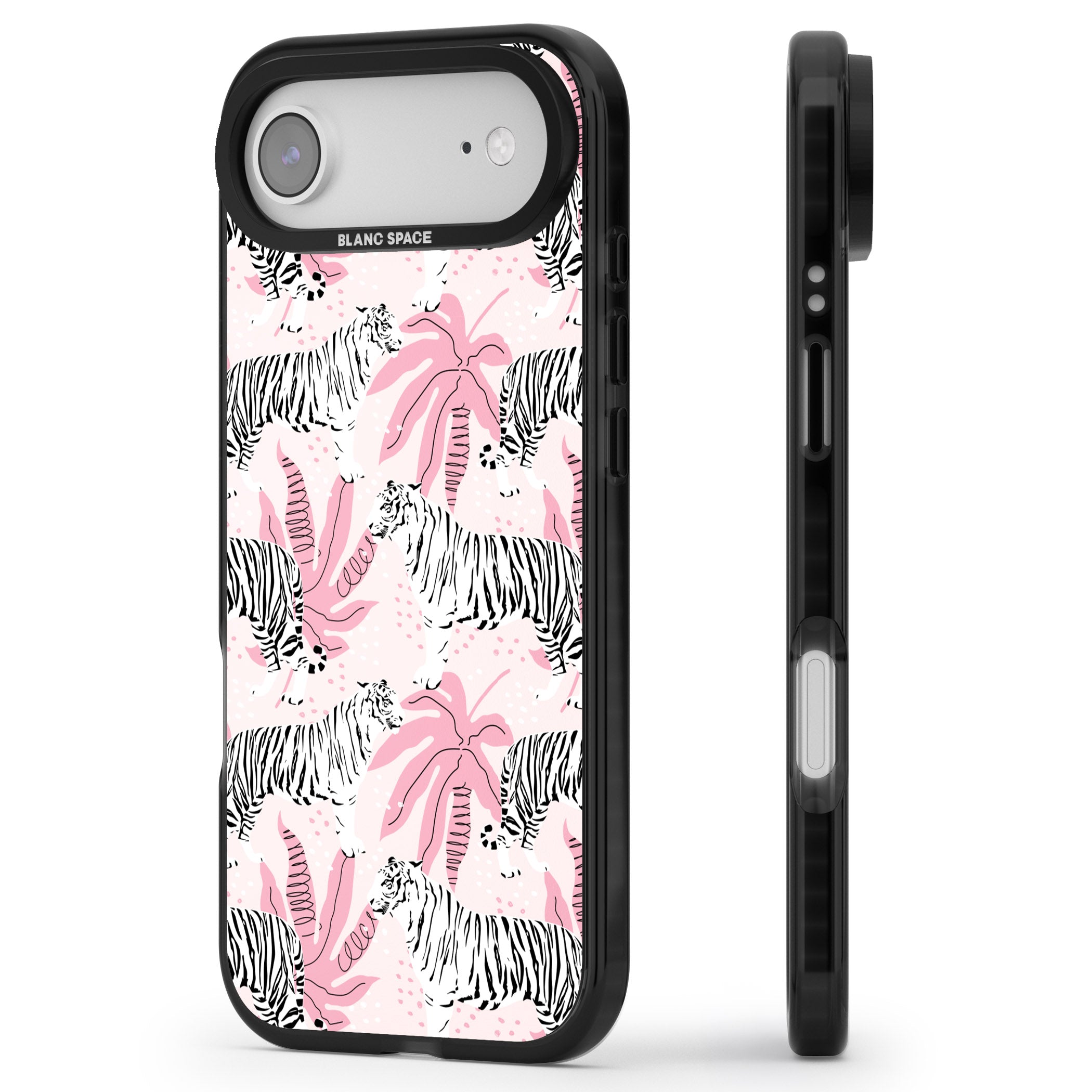 Pink Tiger Palm iPhone 17 Air Impact Pro Black Phone Case Side Profile