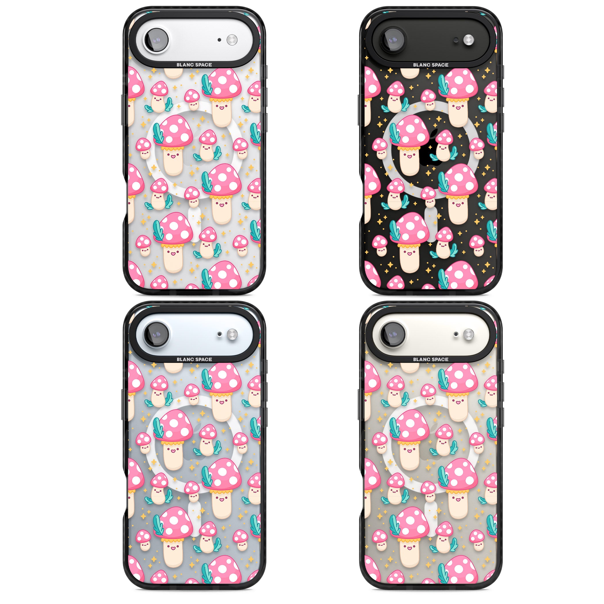 Cute Mushroom Pattern iPhone 17 Air Impact Pro Black Phone Case APT Impact Protection