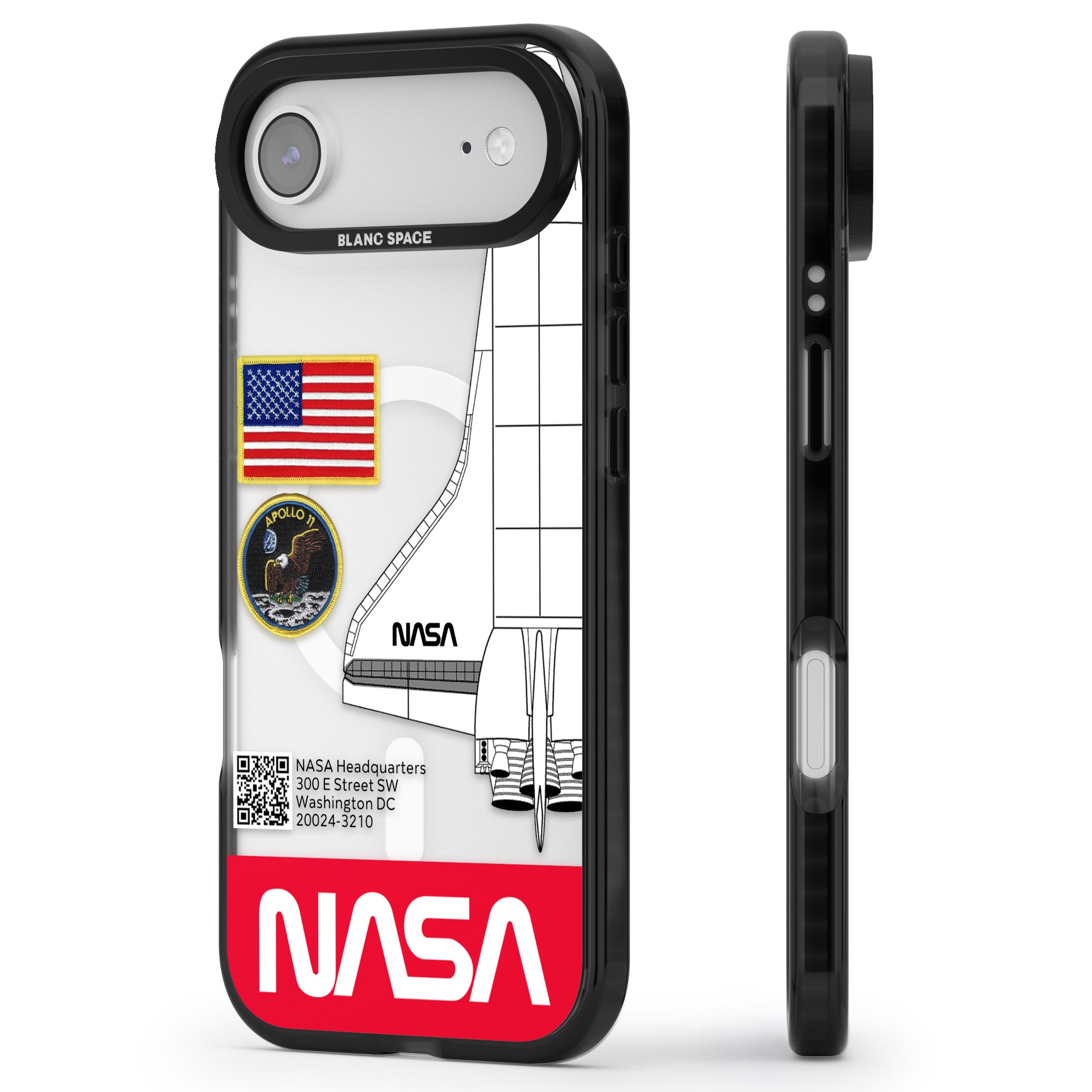 Nasa Apollo 11 iPhone 17 Air Impact Pro Black Phone Case Side Profile