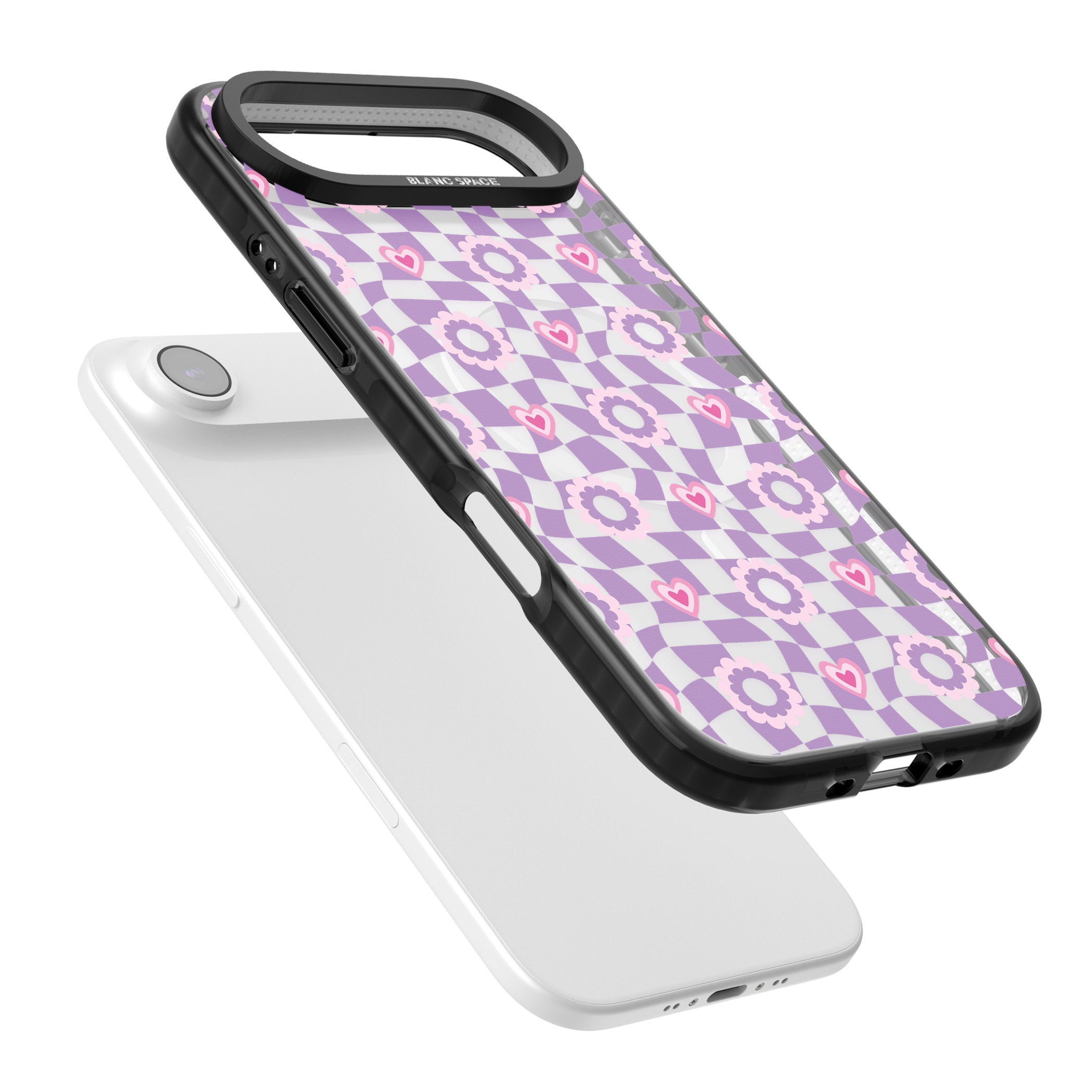 Checkered Love Pattern iPhone 17 Air Impact Pro Black Phone Case Colours
