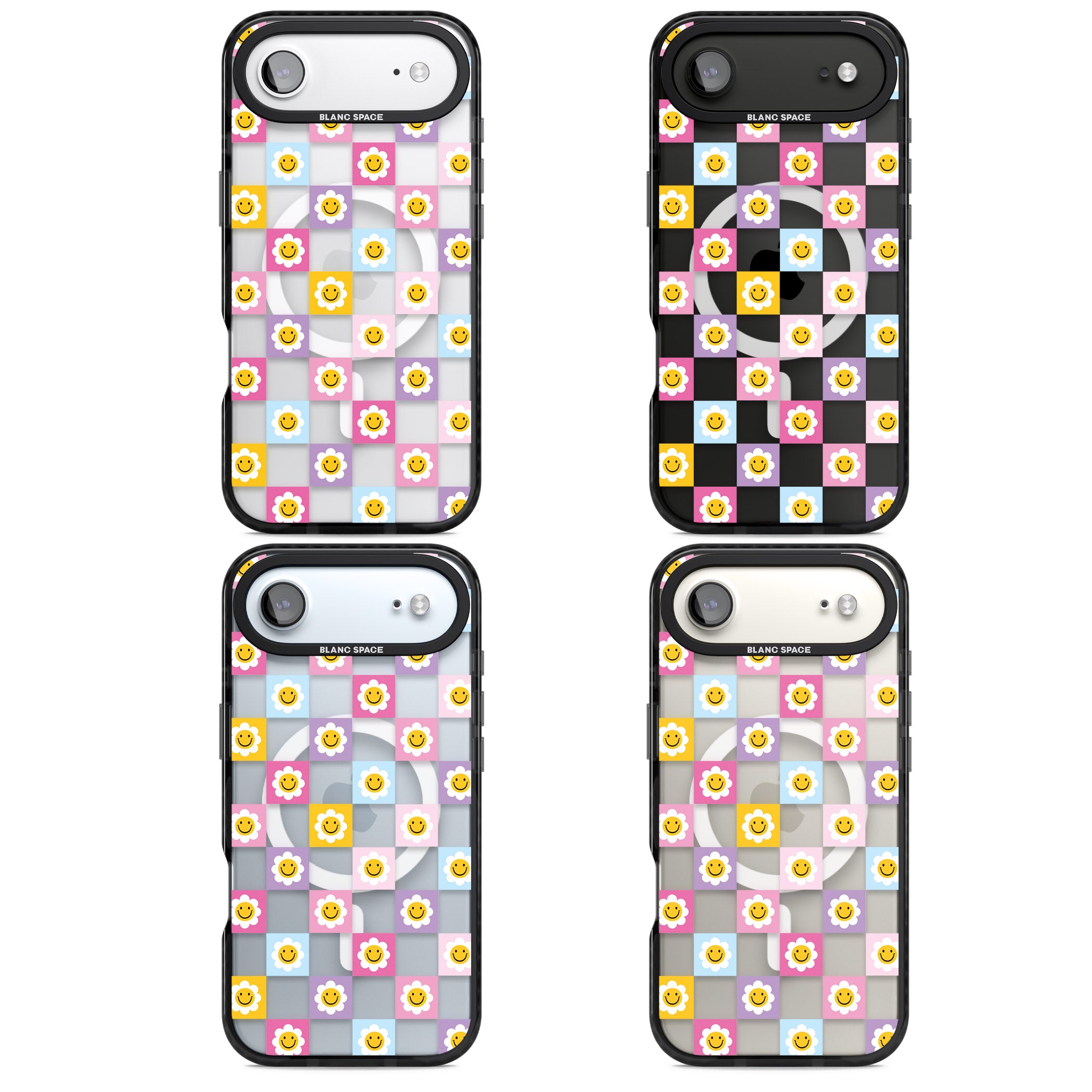 Daisy Squares Pattern iPhone 17 Air Impact Pro Black Phone Case APT Impact Protection