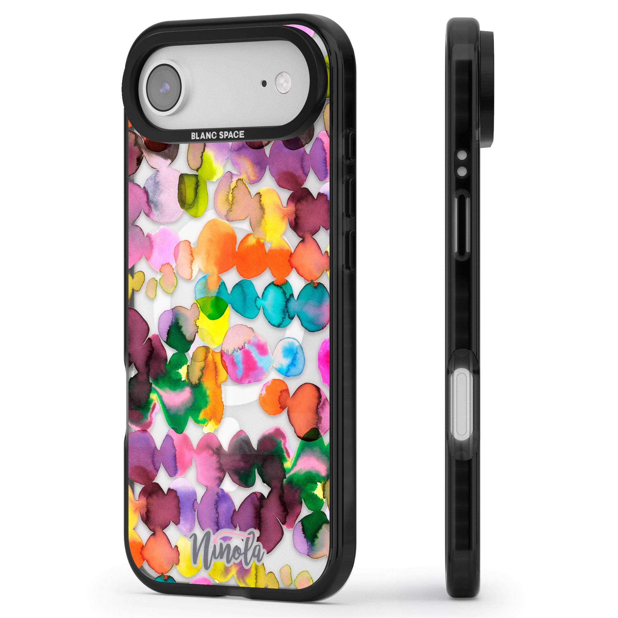 Ink Splash Hues iPhone 17 Air Impact Pro Black Phone Case Side Profile