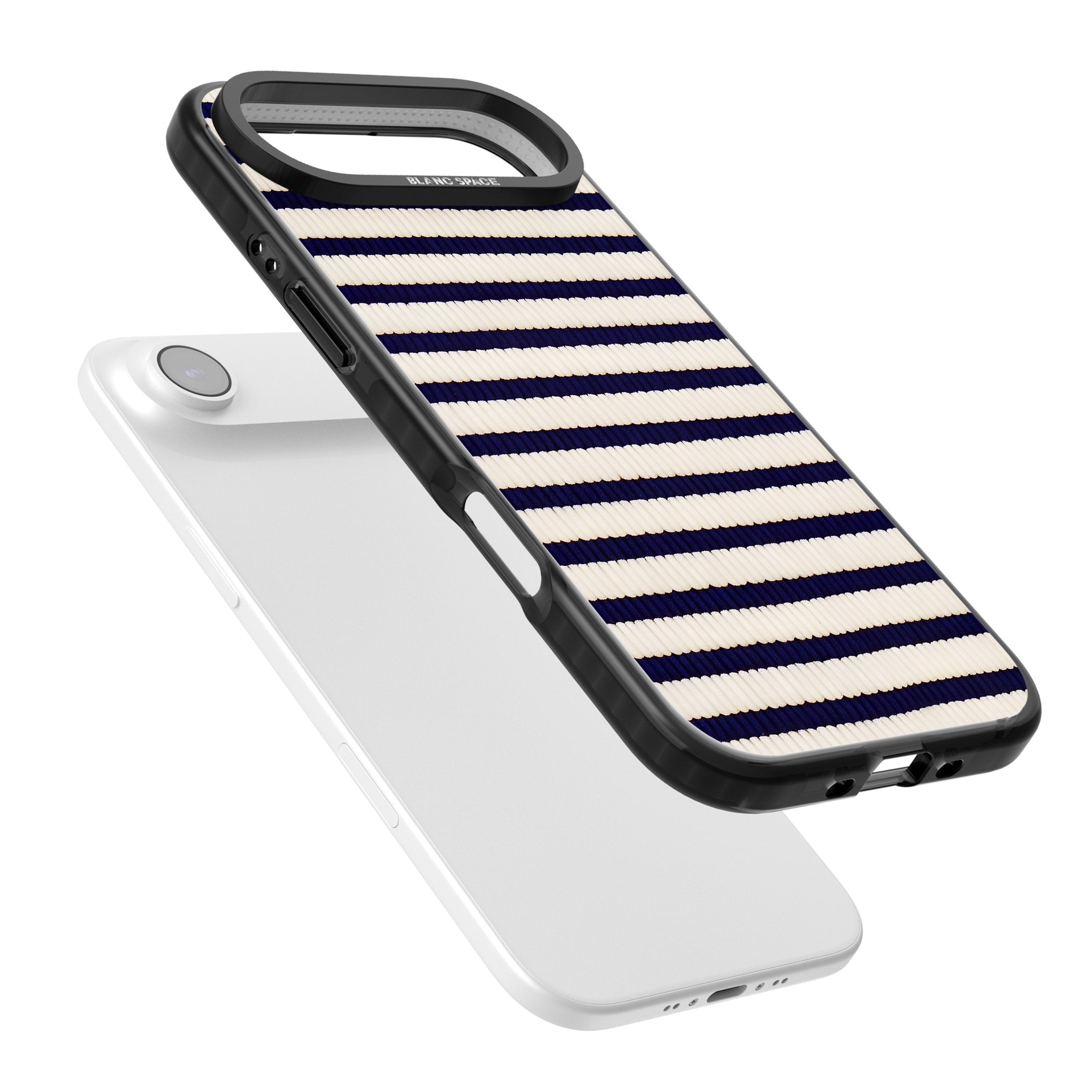 Navy & Cream Stripes iPhone 17 Air Impact Pro Black Phone Case Colours