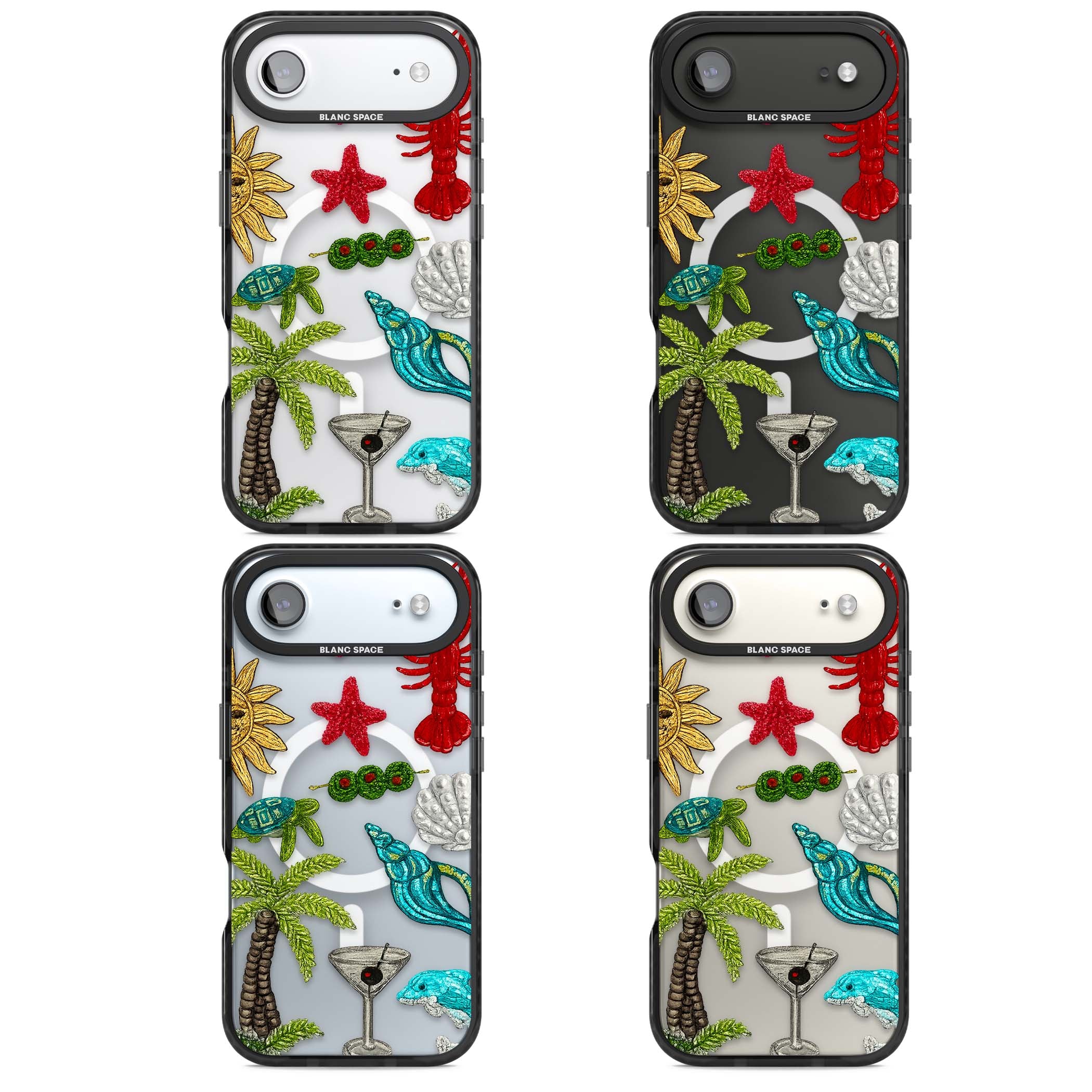 Painted Coastal Pattern coastal iPhone case | Black Impact Magsafe case for iPhone Air