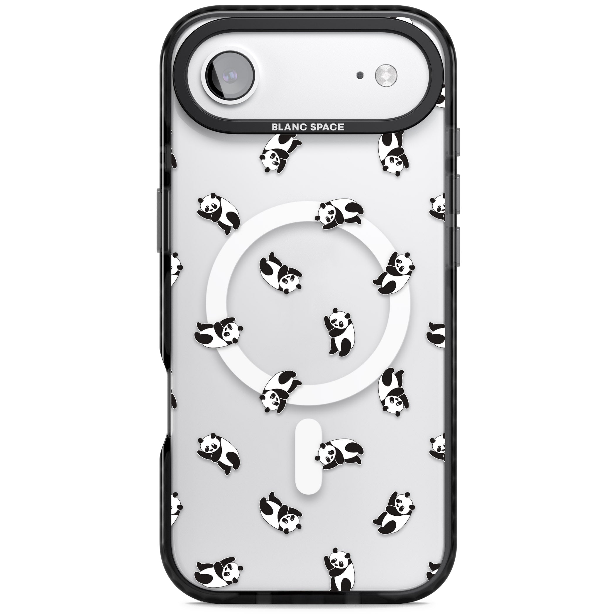 Tiny Panda Pattern iPhone 17 Air Impact Pro Black Phone Case